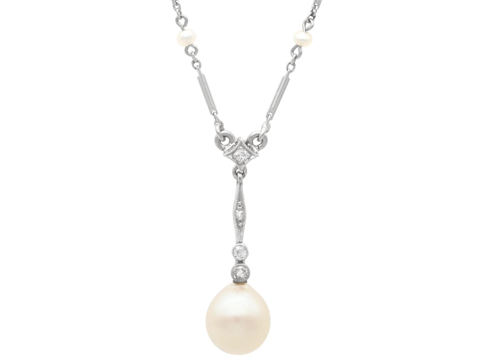Antique Pearl & Diamond, Platinum Pendant c.1920 (1 of 10)