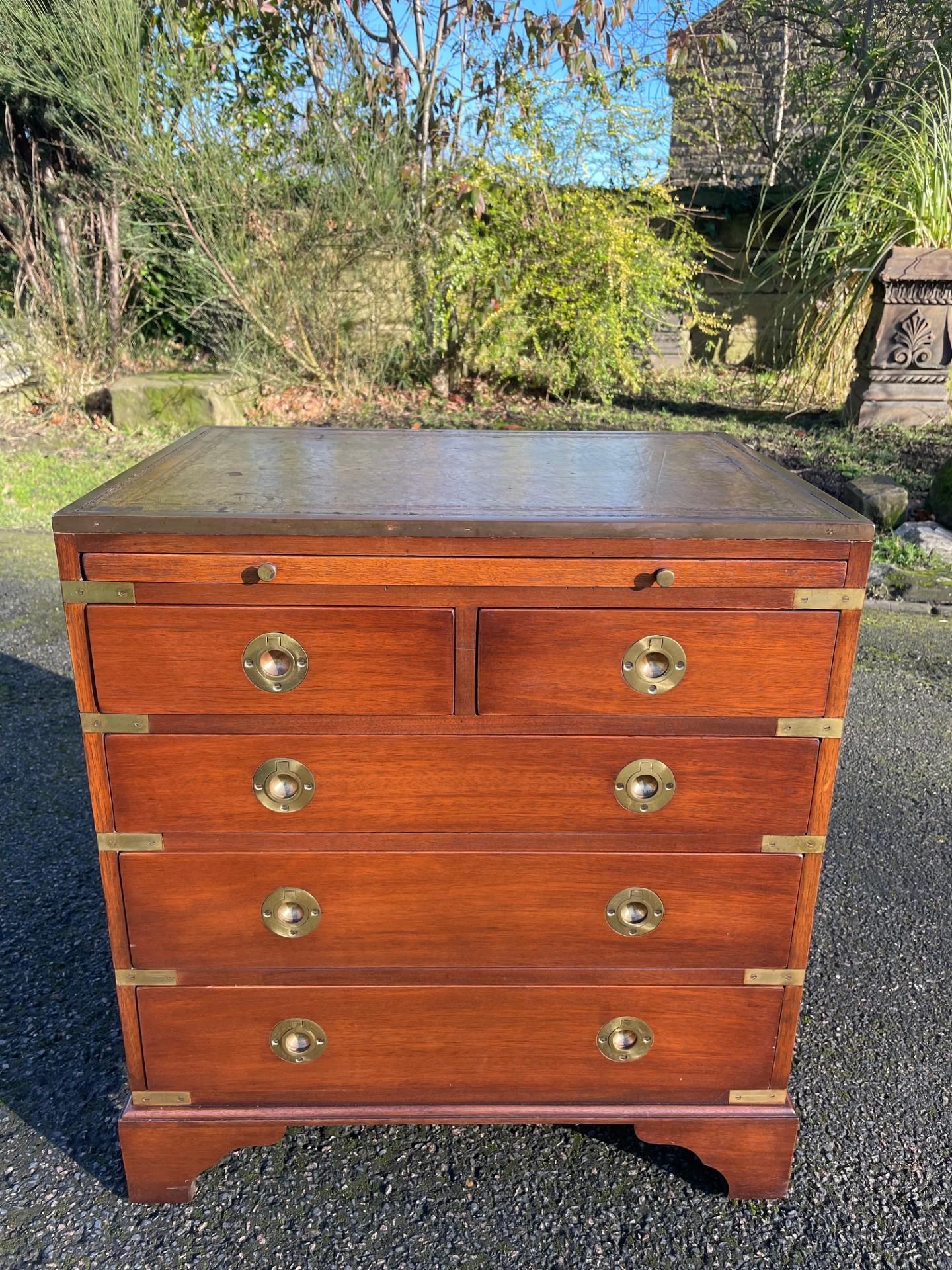 Quality Brass Bound Mahogany Military Campaign Chest of Drawers (1 of 9)