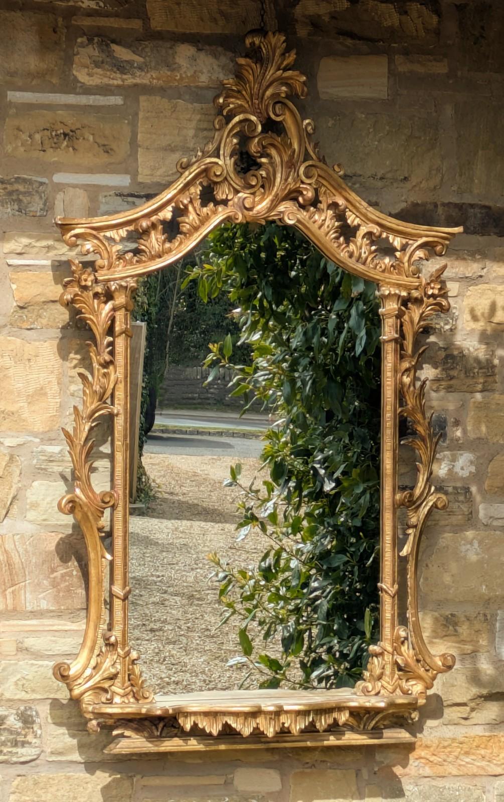 Large Antique Gilt Wood Mirror Italian Chippendale Style (1 of 12)