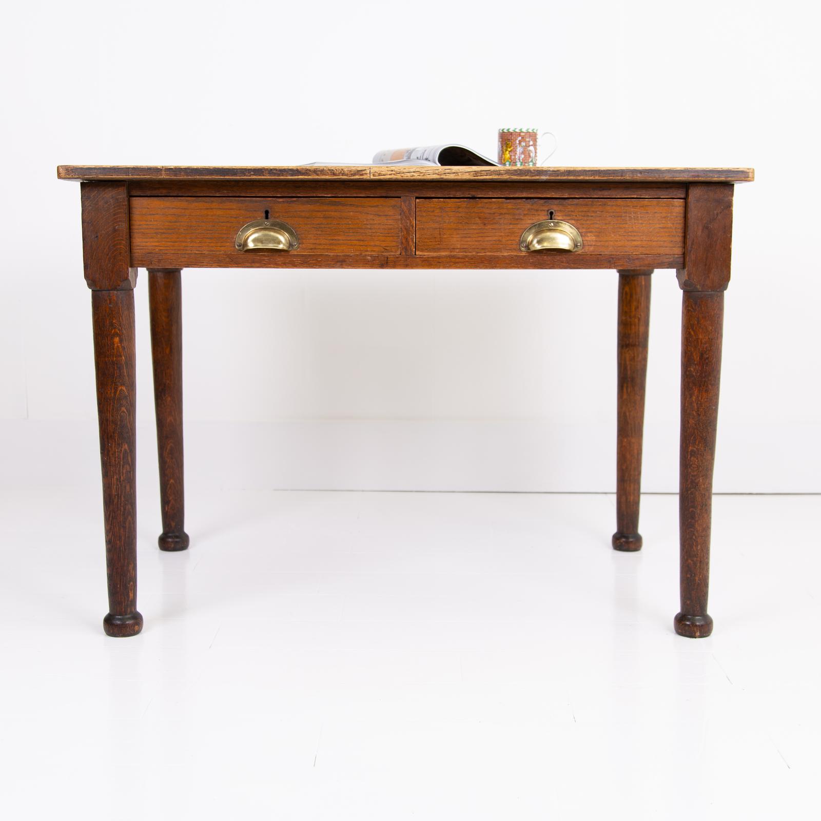 Handsome English Oak 2 Drawer Desk c.1920 (1 of 14) Handsome English Oak 2 Drawer Desk c.1920 (1 of 14)