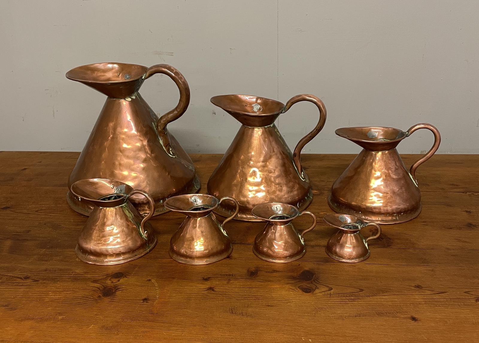 Set of  7 Graduated Georgian Copper Measuring Jugs (1 of 23)