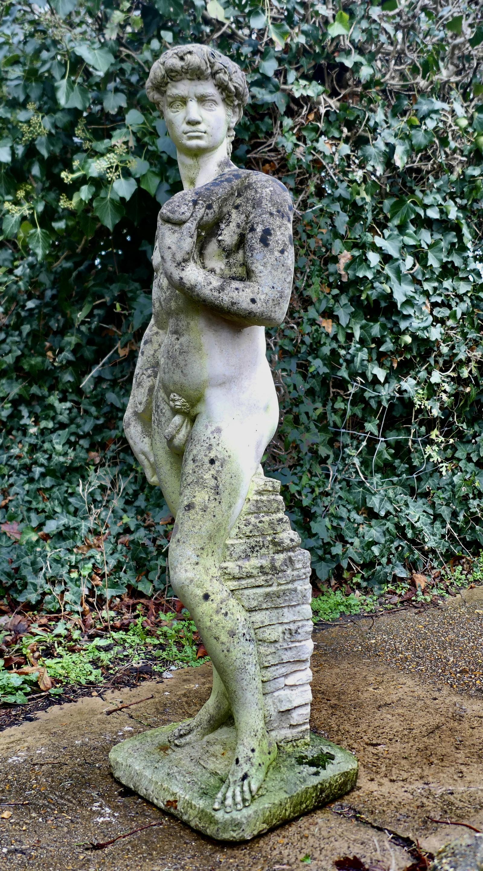 Weathered Cast Statue of Michelangelo's David (1 of 6)