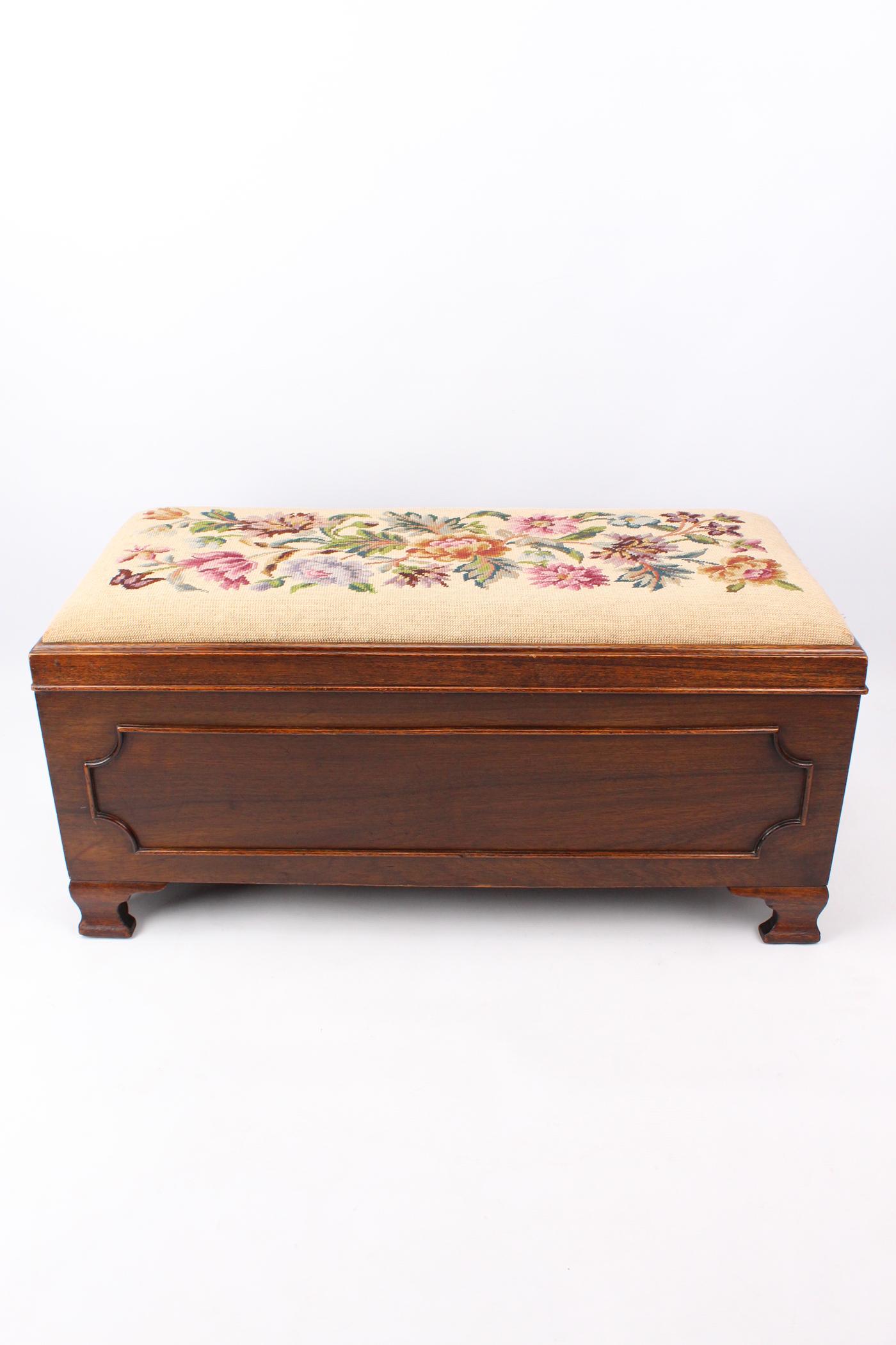 Mahogany Ottoman with Needlework Seat / Blanket Box (1 of 13) Mahogany Ottoman with Needlework Seat / Blanket Box (1 of 13)