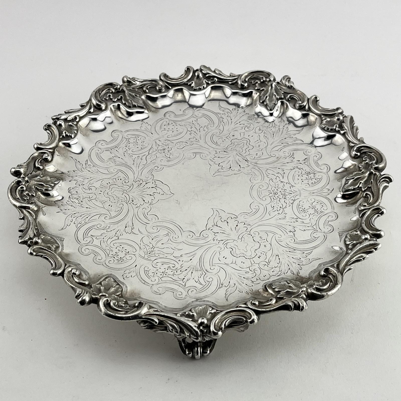 Pretty Old Sheffield Plate 25.4cm (10") Salver (1 of 6)