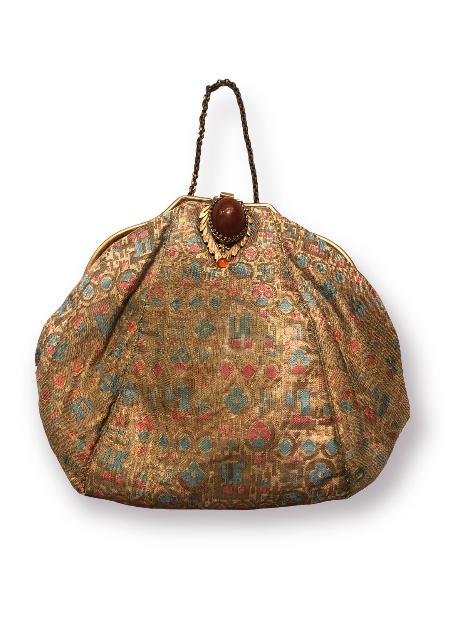 1940s - 1950s Metallic Woven Handbag with Jewelled Clasp, Matching Purse (1 of 4)