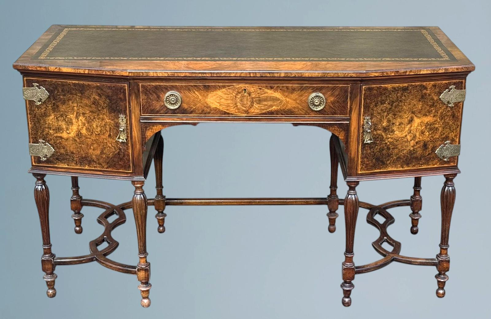 Walnut Writing Table / Leather Top Desk (1 of 19)