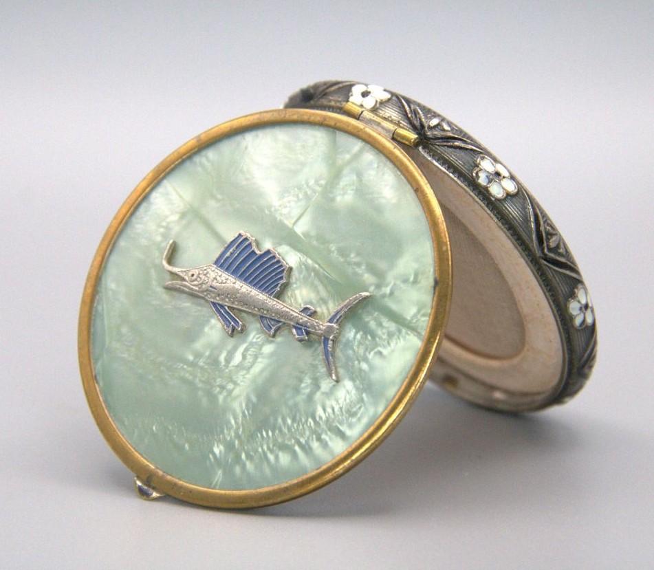 Beautiful Antique Marlin Swordfish Powder Compact c.1950s (1 of 5)