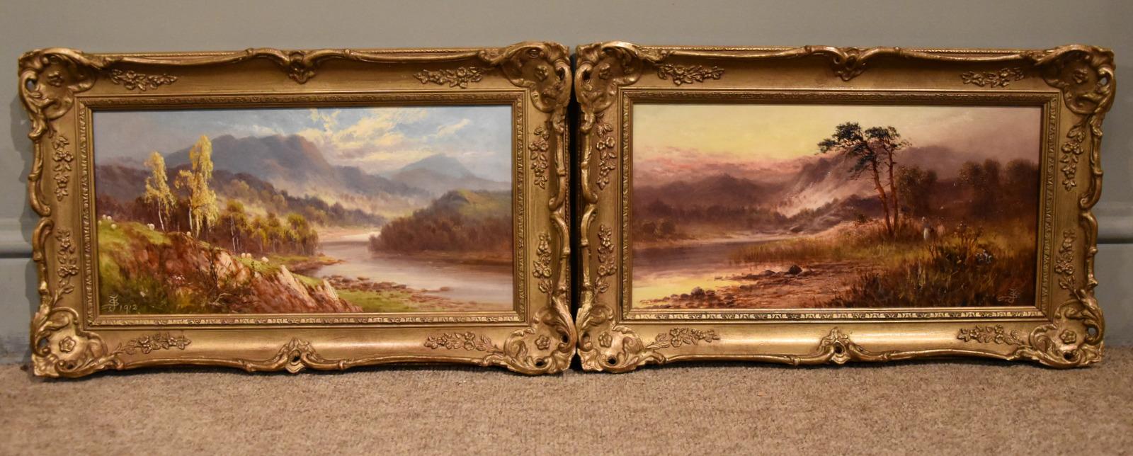 Oil Painting Pair by Sidney Yates Johnson “Morning & Evening in the Highlands” (1 of 7) Oil Painting Pair by Sidney Yates Johnson “Morning & Evening in the Highlands” (1 of 7)