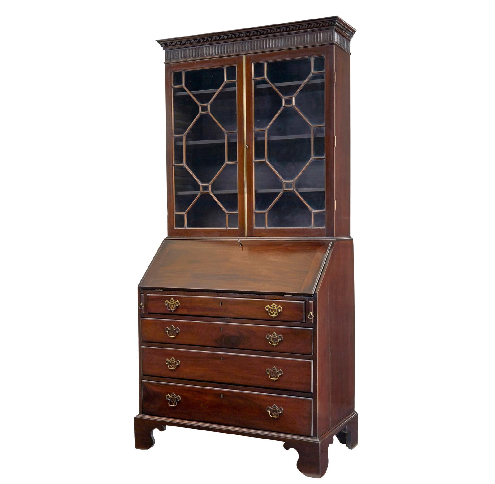 Early 19th Century Mahogany Astral Glazed Bureau Bookcase (1 of 9)