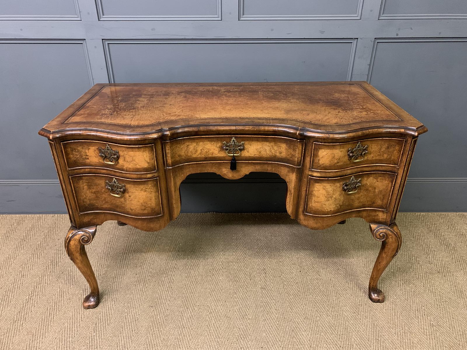 Serpentine Fronted Burr Walnut Writing Desk (1 of 16)