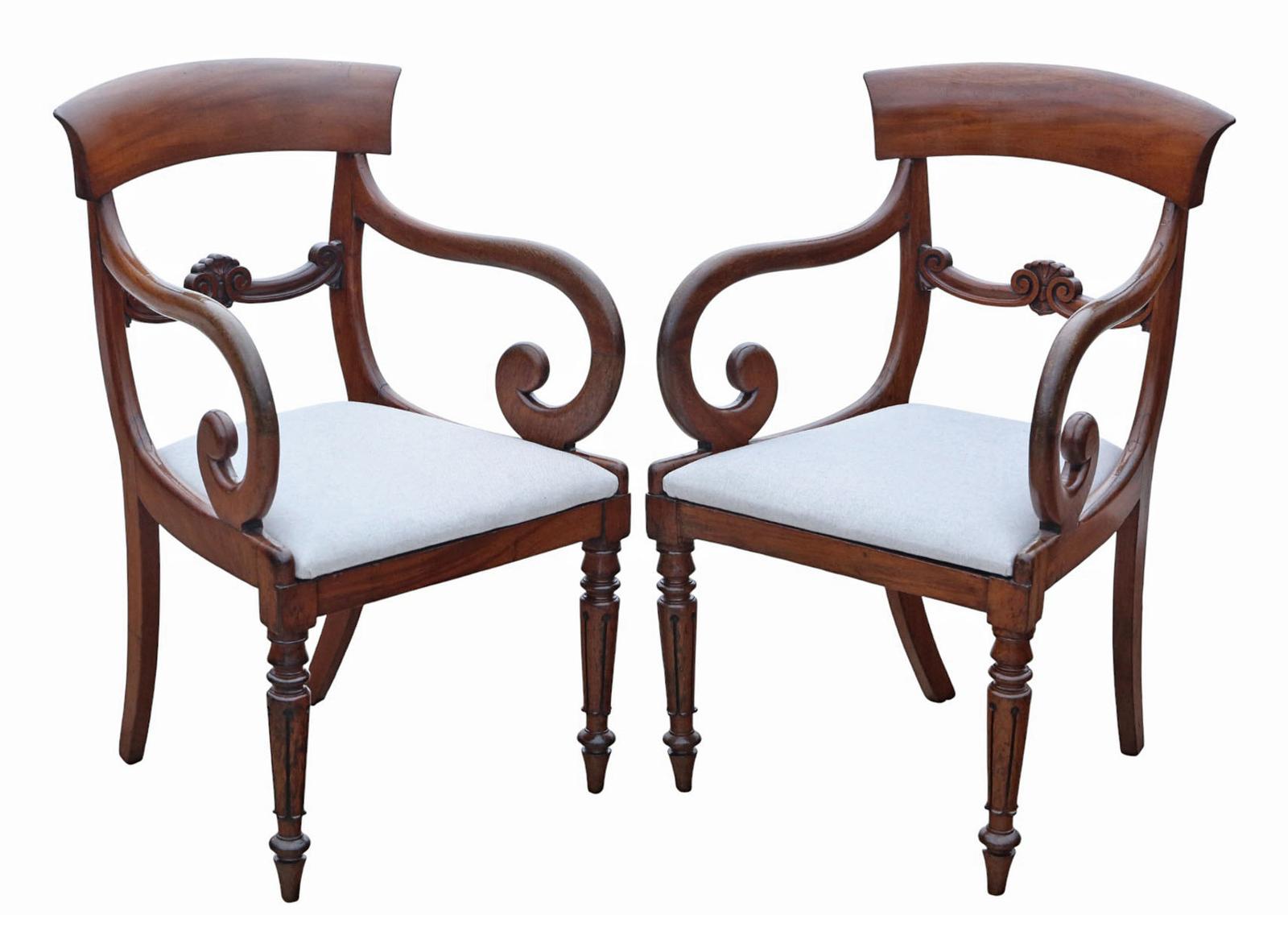 Antique 19th Century Pair of Mahogany Scroll-arm Carver Dining Chairs – Fine Quality Elbow Chair (1 of 5) Antique 19th Century Pair of Mahogany Scroll-arm Carver Dining Chairs – Fine Quality Elbow Chair (1 of 5)
