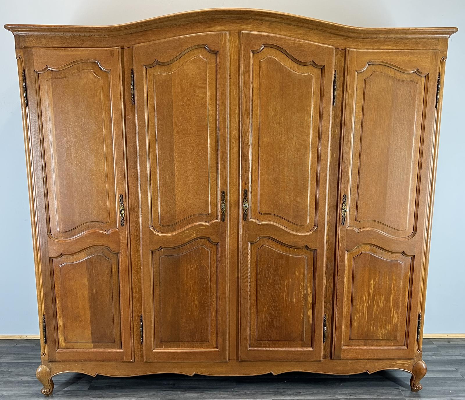 Wardrobe Vintage French Oak Four Doors Armoire (1 of 9)