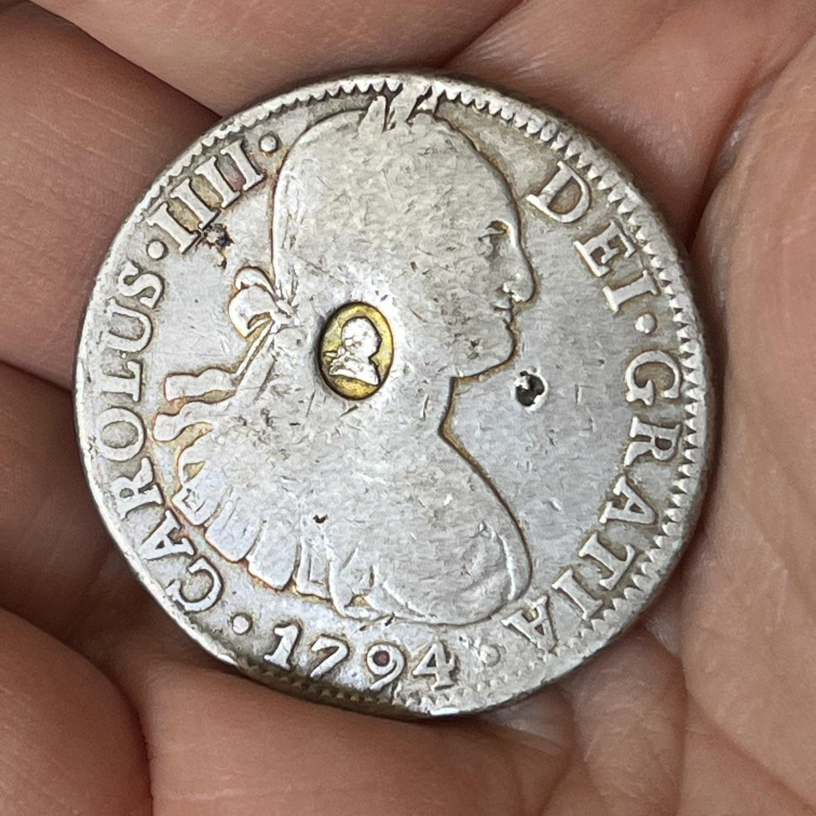 Charles IV Spanish 1794 Mexico 8 Reales - George III Oval Counterstamp (1 of 12)