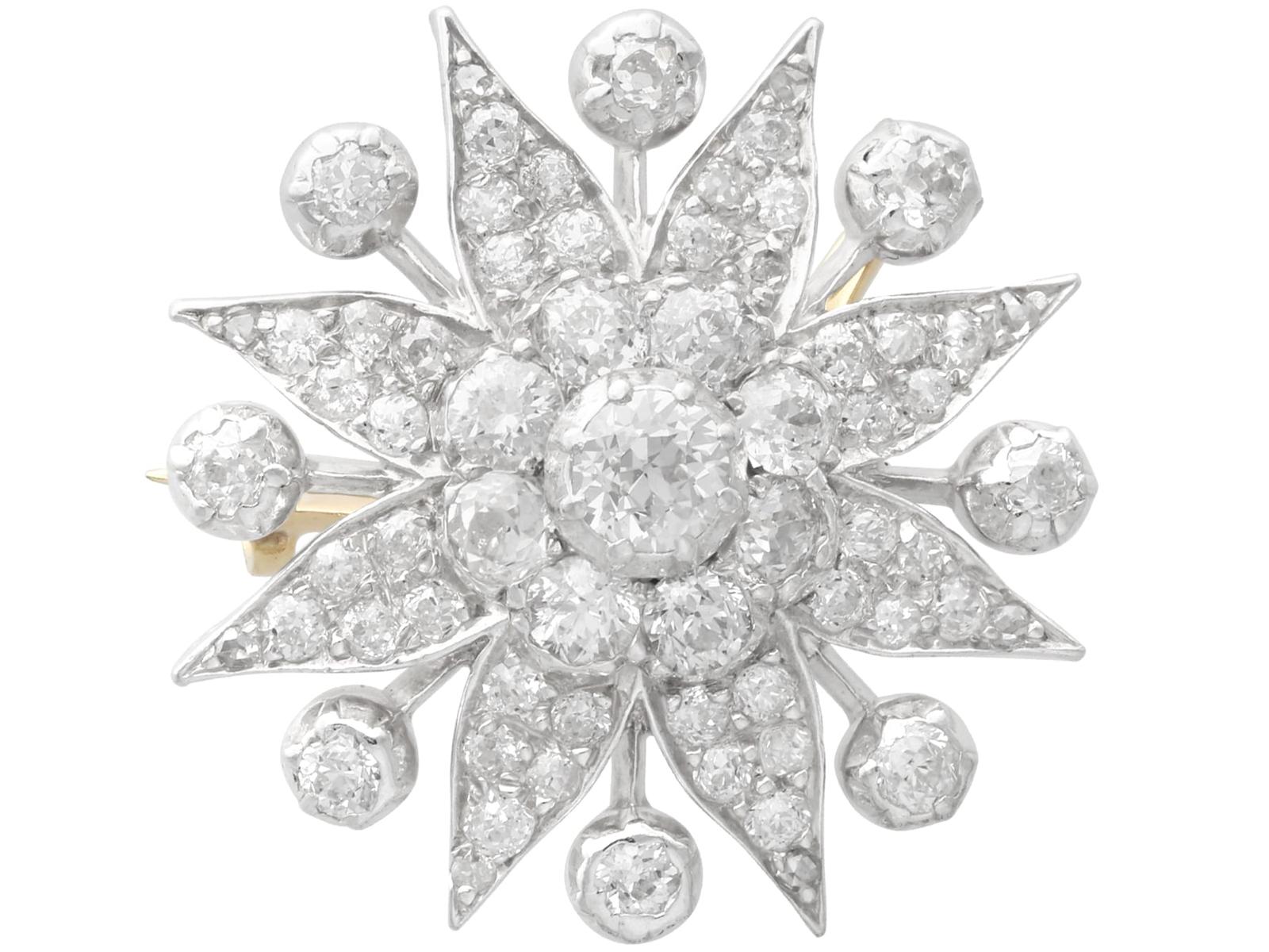 Antique 5.88ct Diamond & Silver Star Brooch c.1910 (1 of 12)