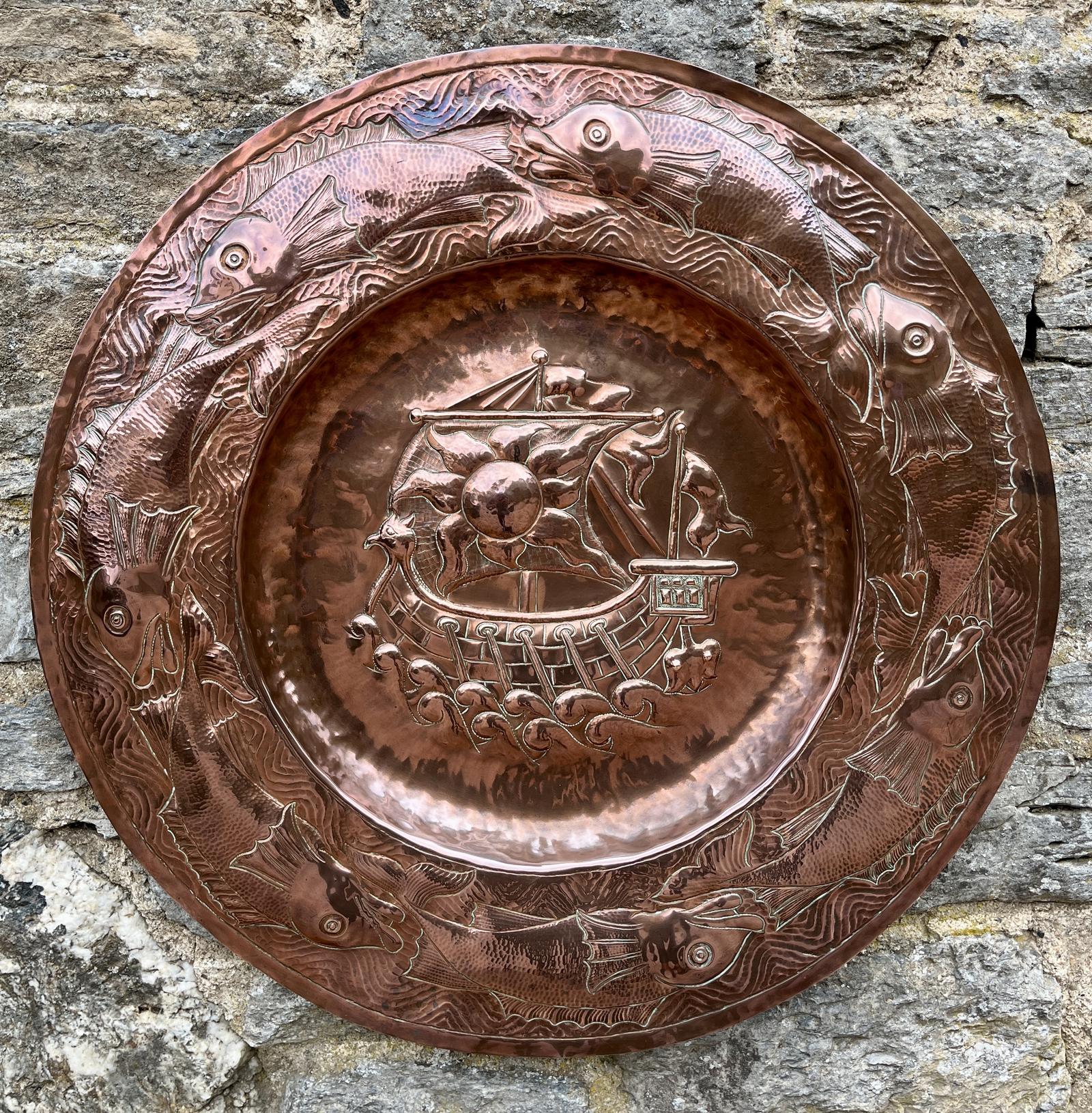 Antique Newlyn School Copper Charger (1 of 13) Antique Newlyn School Copper Charger (1 of 13)