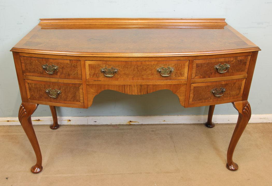 Burr Walnut Bow Front Writing Side Table (1 of 10)