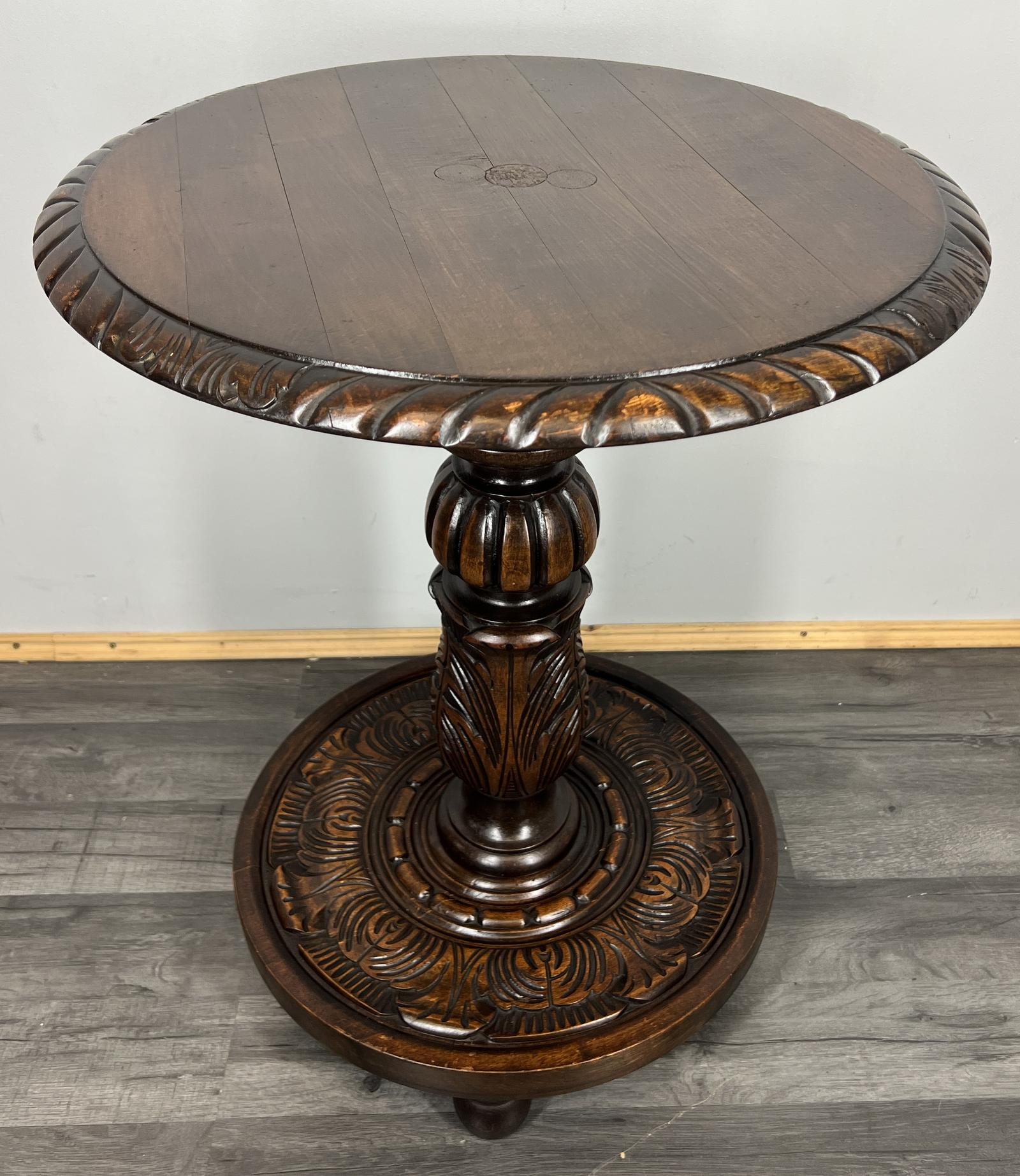 Plant Stand Vintage French Carved Round Pedestal Ornate Table (1 of 9)