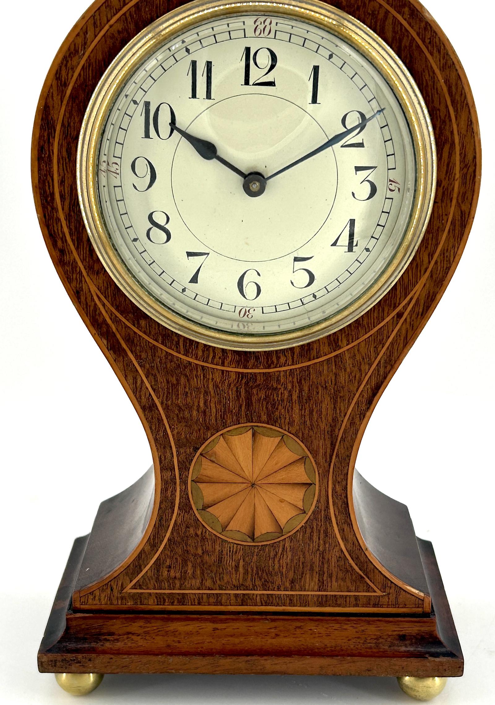 Antique Edwardian Inlaid Mahogany Balloon Shape Mantel Clock c.1905 (1 of 13)