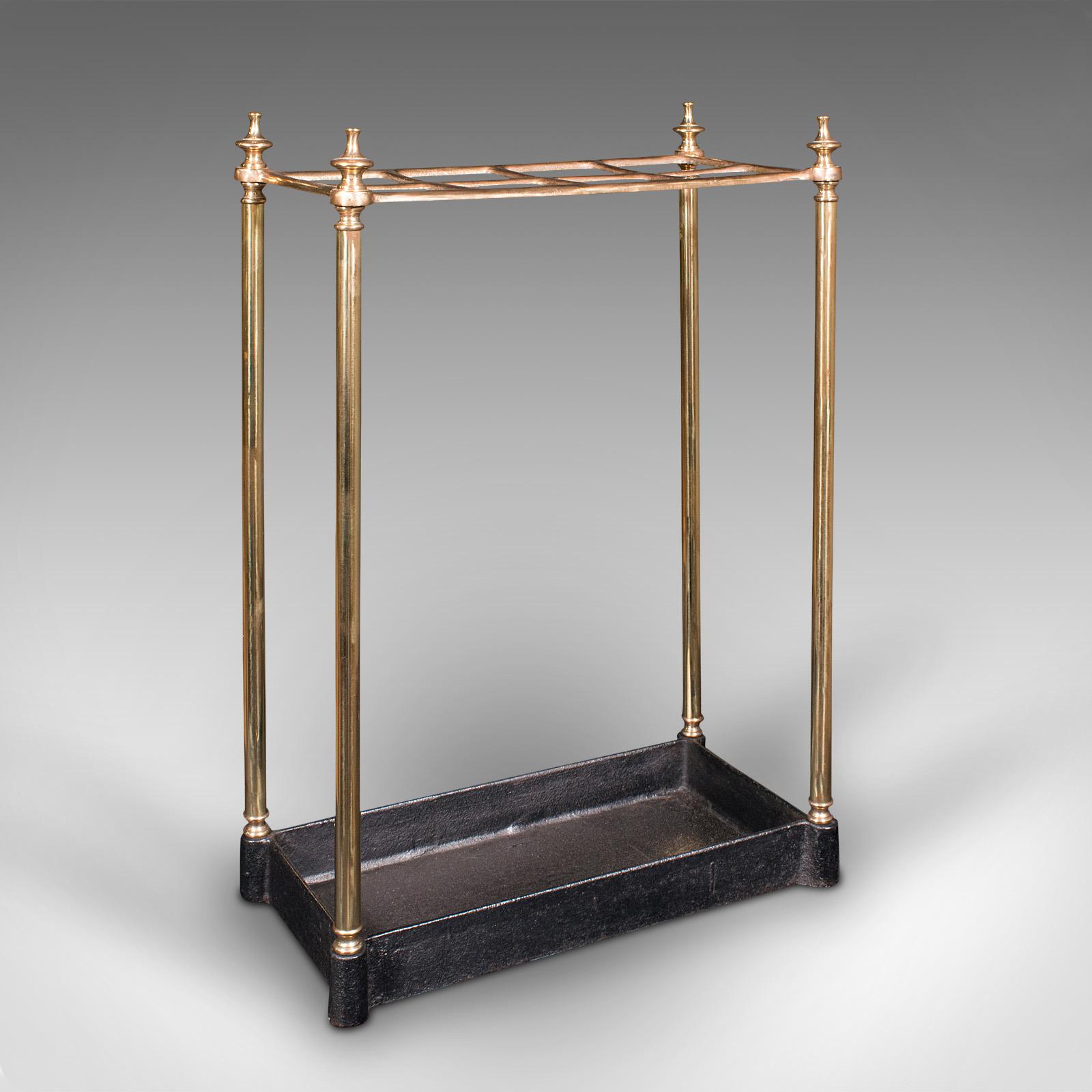 Antique Segmented Stick Stand, English, Brass, Hallway Rack, Victorian, C.1900 (1 of 8)