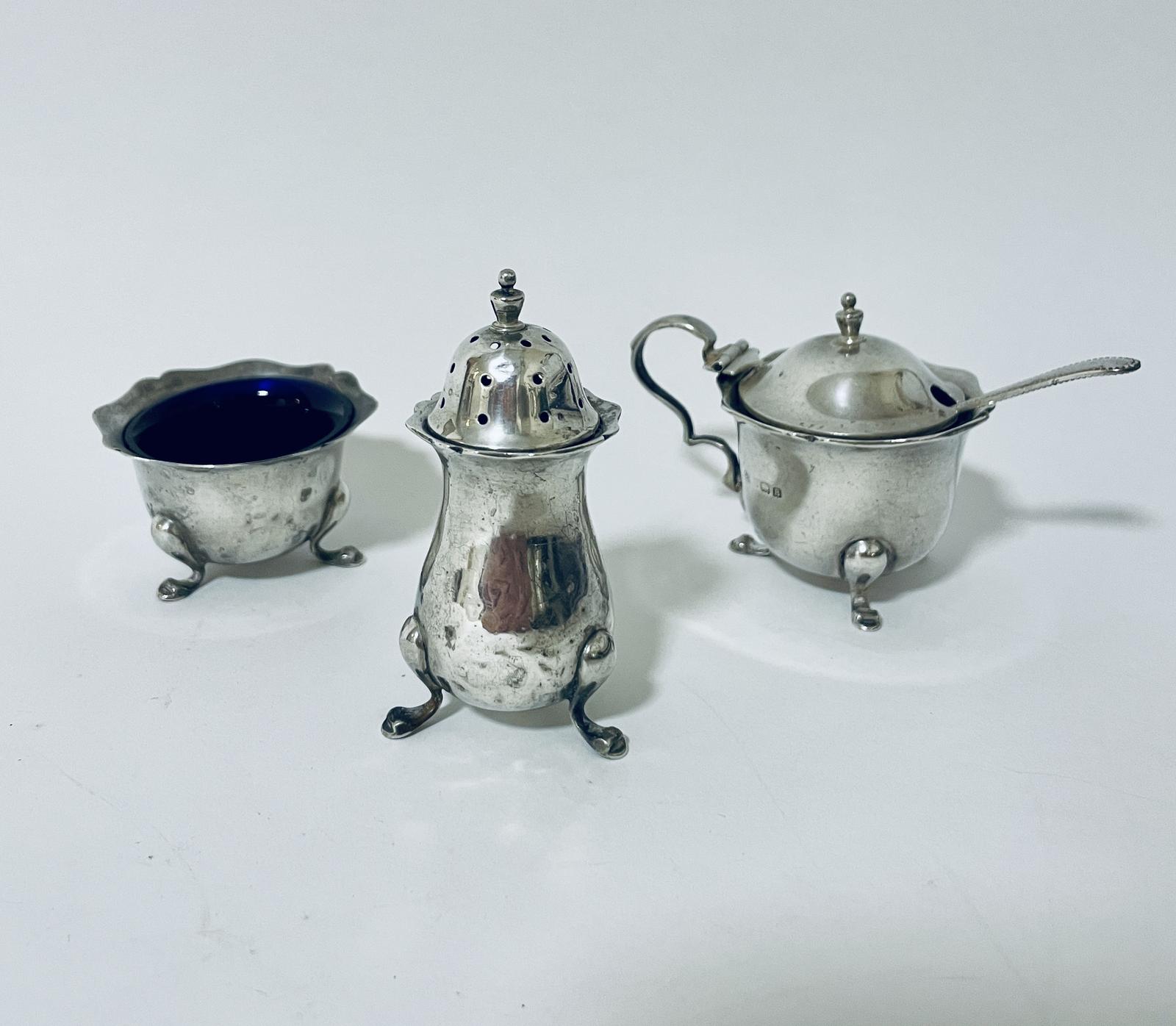 Antique 3-piece Silver Cruet Set (1 of 11)