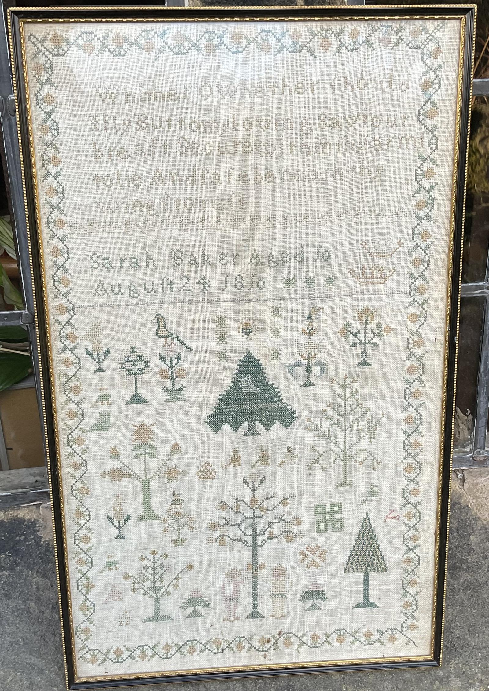 Georgian Needlework Sampler by Sarah Baker 1810 (1 of 4)