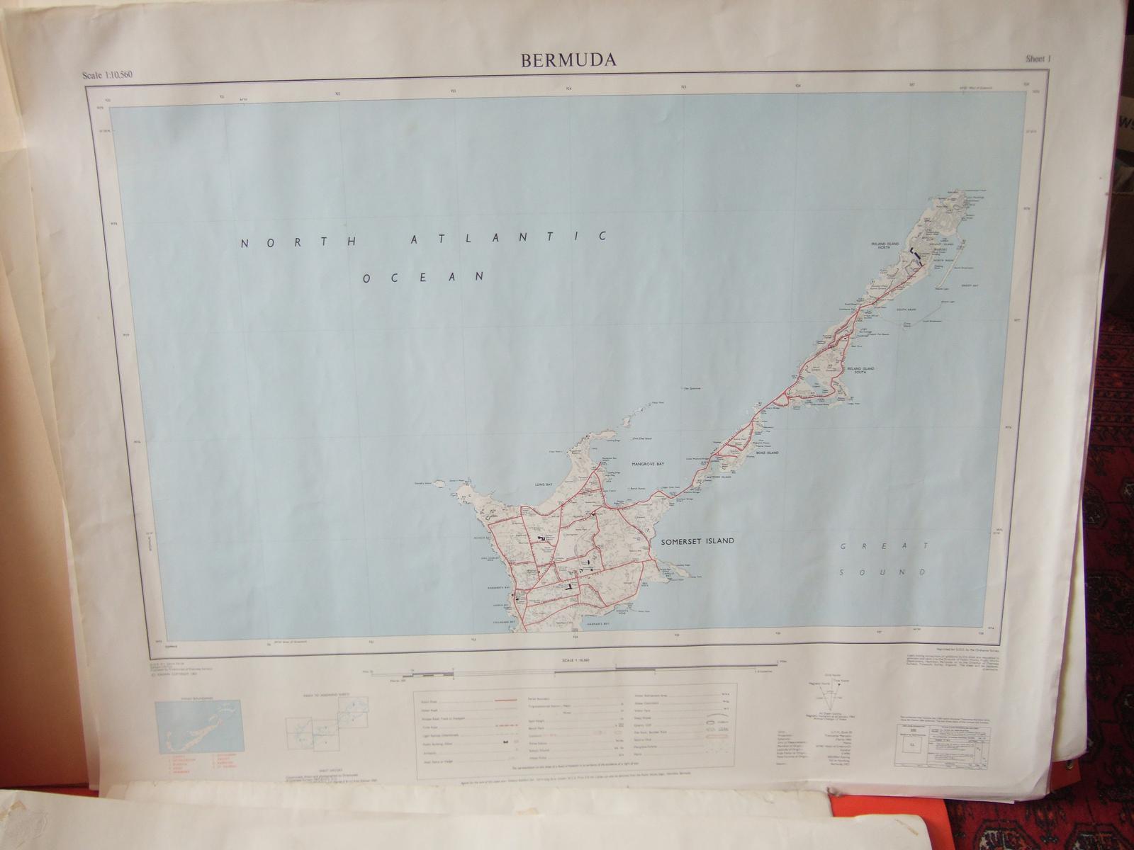 Complete Set of Directorate of Overseas Surveys 'dos' Maps of Bermuda Dated 1966-8 (1 of 9)