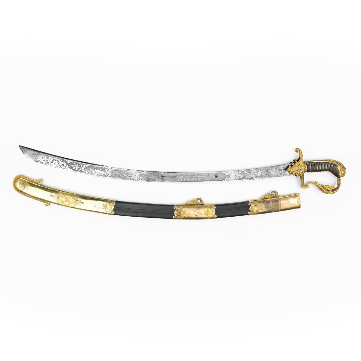 A Fine Presentation Sword Given to Lieutenant Charles Peake as a Token of Gratitude by the Men of His Ship When Recommissioned for Foreign Service in 1821 (1 of 17)