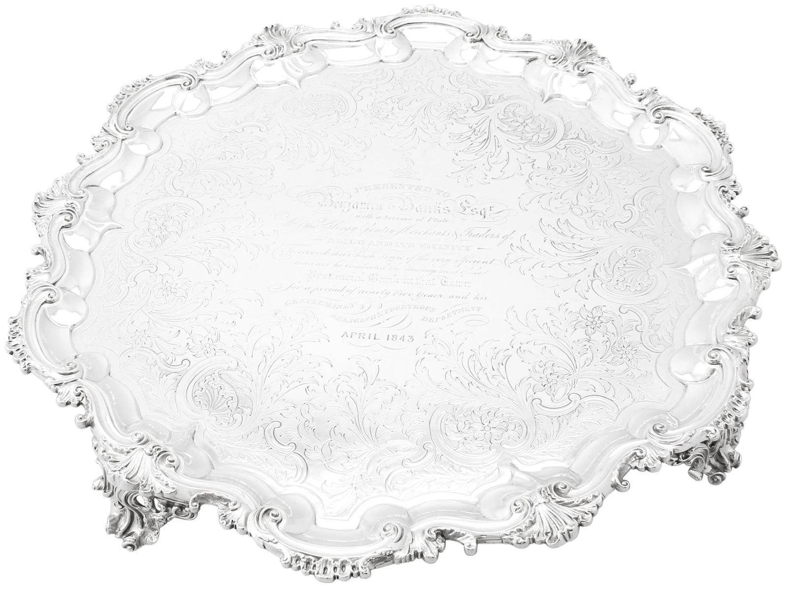 Sterling Silver Salver - Antique Victorian (1842) (1 of 12)