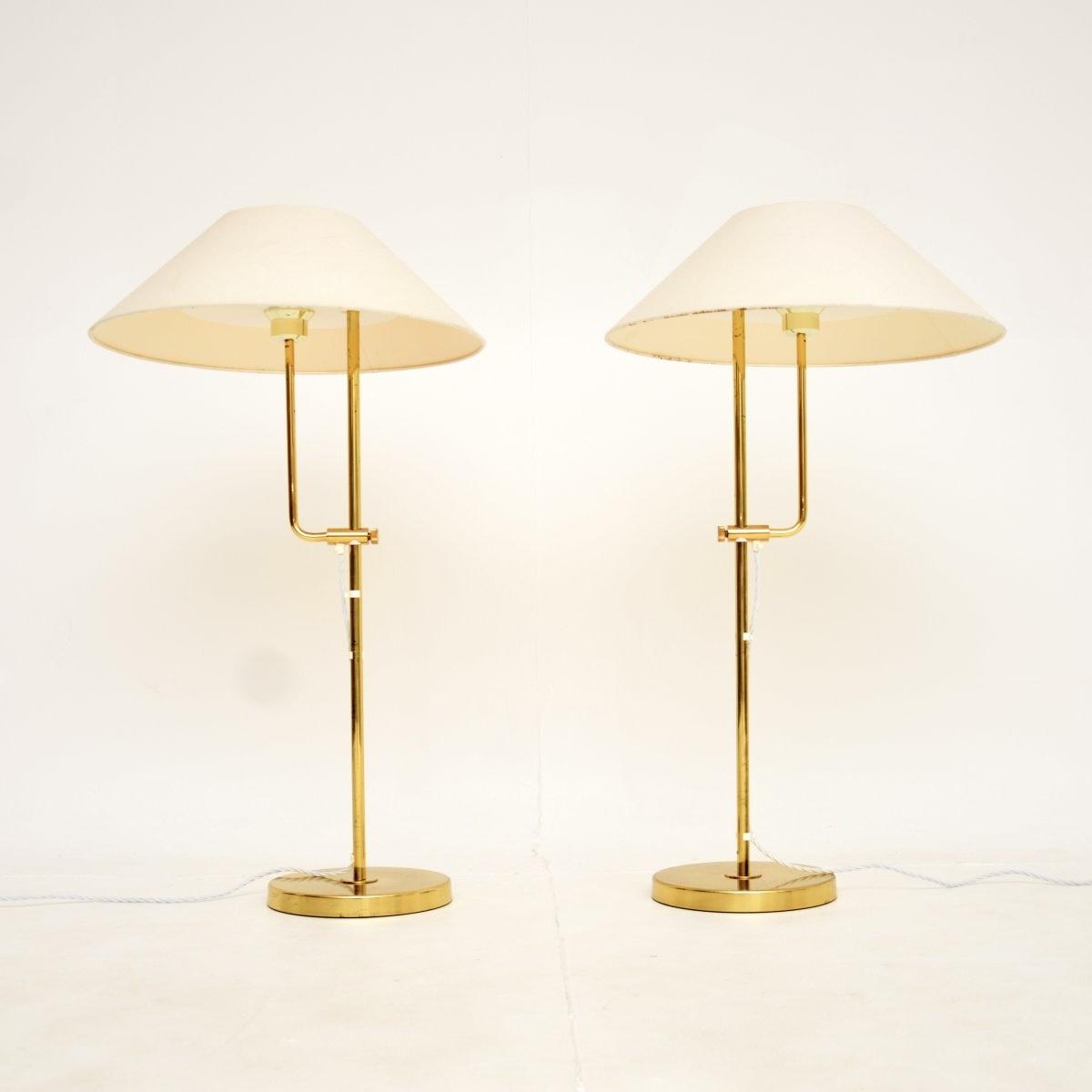 Pair of Vintage Swedish Brass Rise & Fall Lamps by Bergboms (1 of 12)