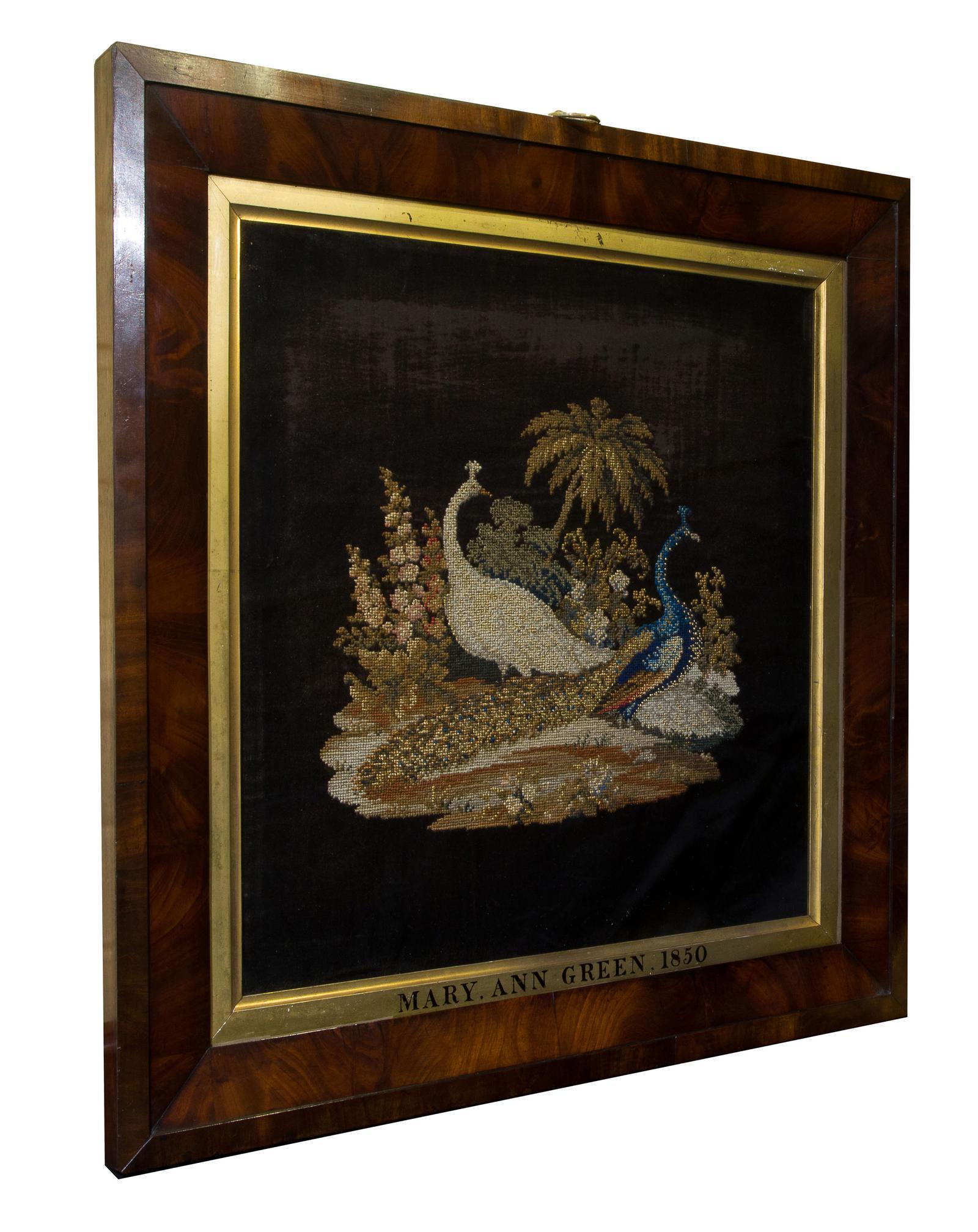 Victorian Needlework on Velvet of Peacocks (1 of 6) Victorian Needlework on Velvet of Peacocks (1 of 6)