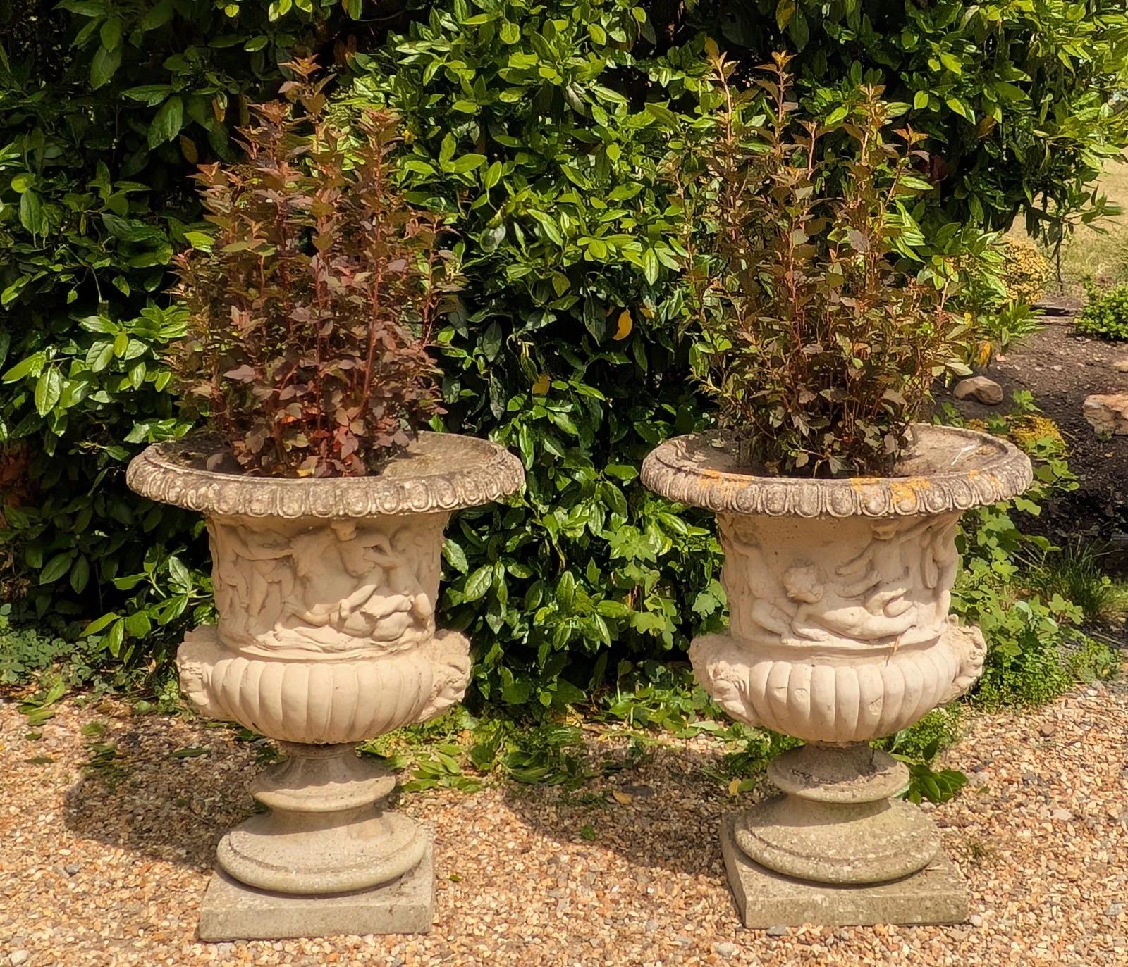 Pair of Composition Stone Classical Urns (1 of 7) Pair of Composition Stone Classical Urns (1 of 7)