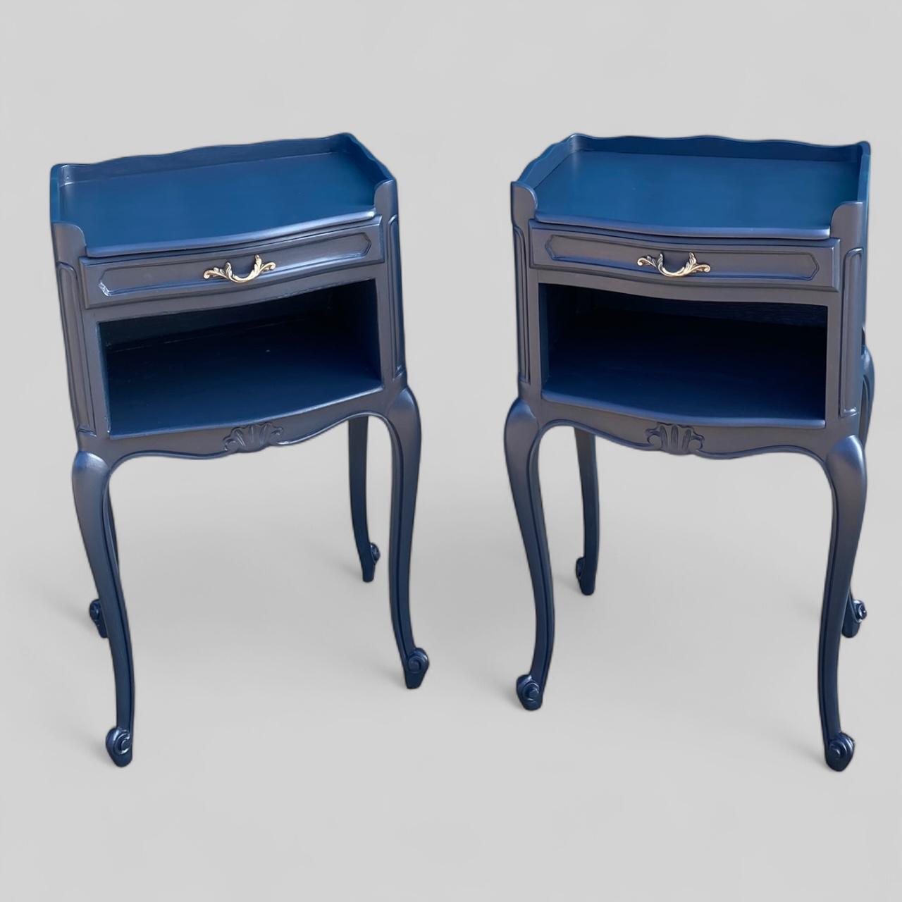 Pair of Blue Painted Bedside Tables c.1950 (1 of 10)