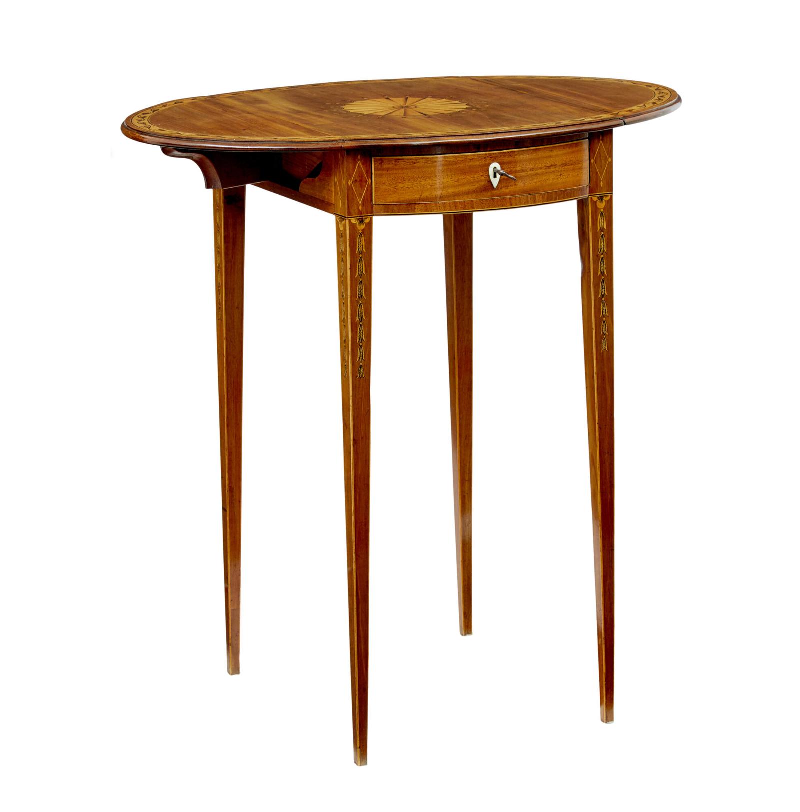 18th Century Sheraton Period Inlaid Drop Leaf Sewing Table (1 of 10) 18th Century Sheraton Period Inlaid Drop Leaf Sewing Table (1 of 10)