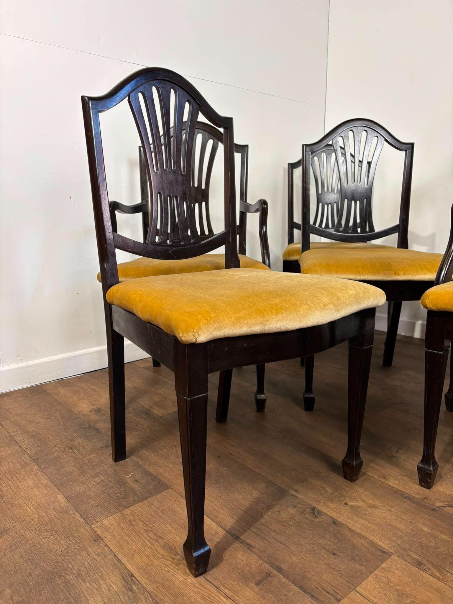 Set of Six Upholstered Mahogany Dining Chairs with Pierced Splat Backs (2 Carvers & 4 Side Chairs) (1 of 13) Set of Six Upholstered Mahogany Dining Chairs with Pierced Splat Backs (2 Carvers & 4 Side Chairs) (1 of 13)