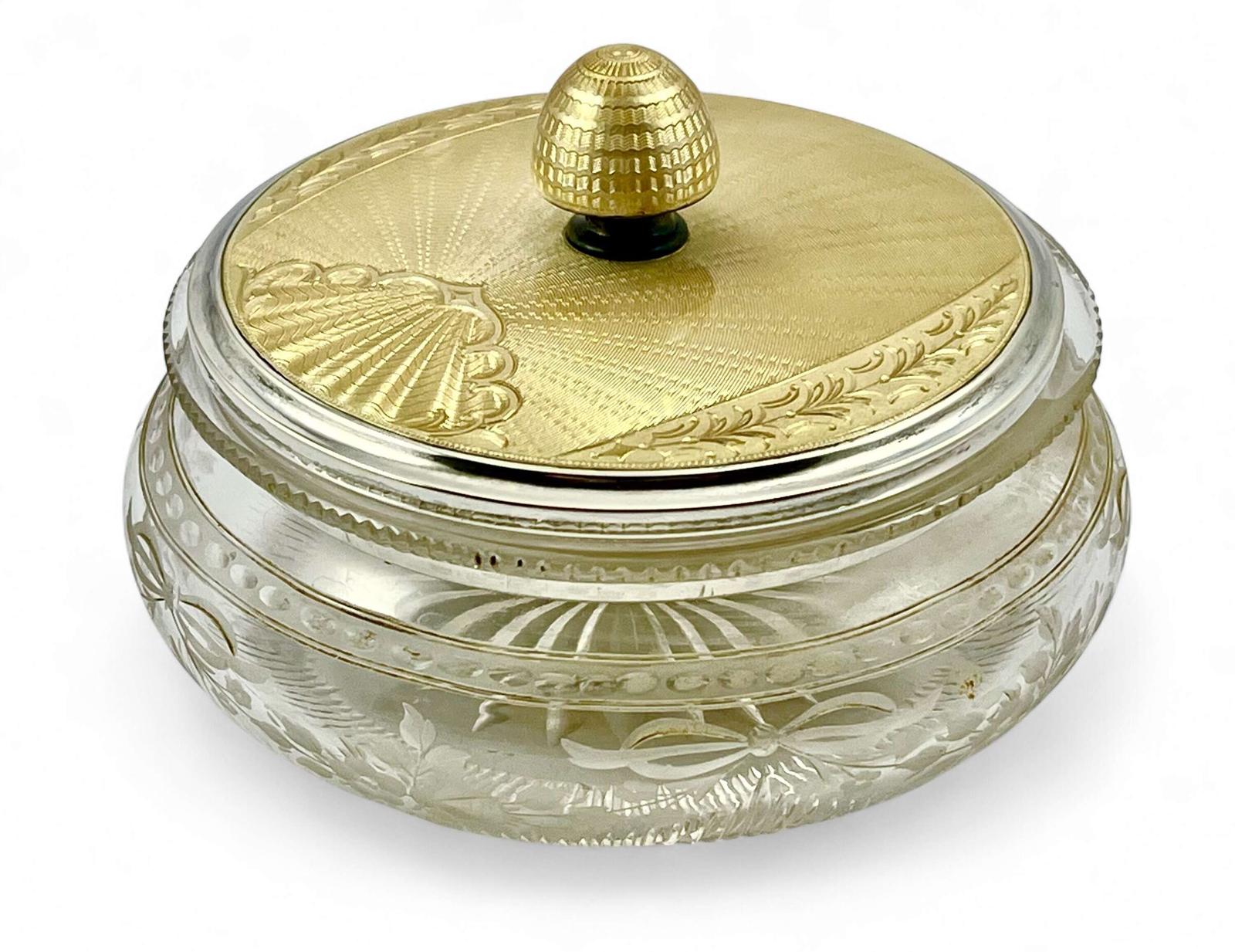 George V Champagne Coloured Enamel, Silver and Glass bowl, Birmingham 1930 (1 of 6)