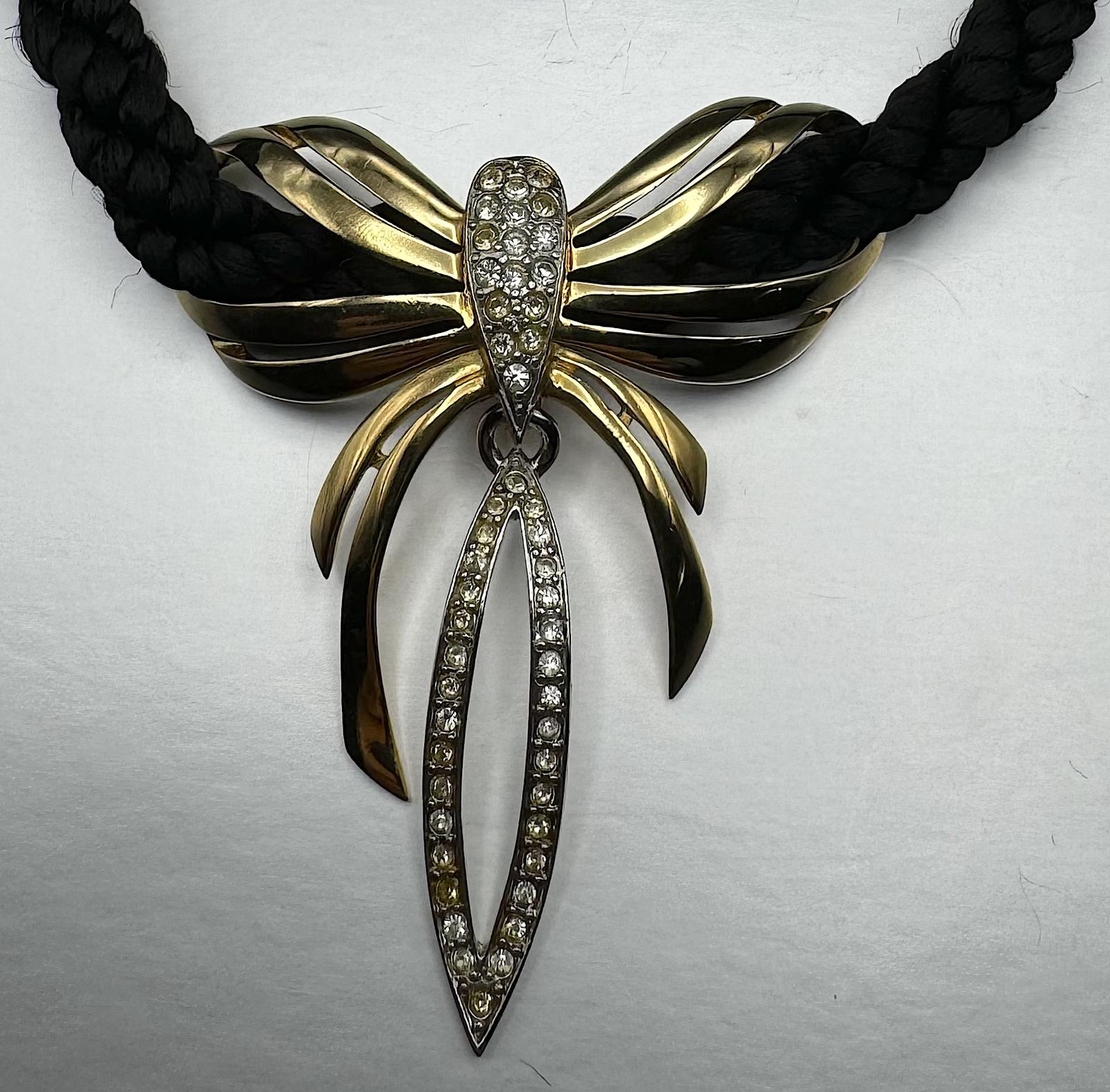 Bergdorf Goodman Goldtone & Rhinstone Bow Necklace (1 of 5)