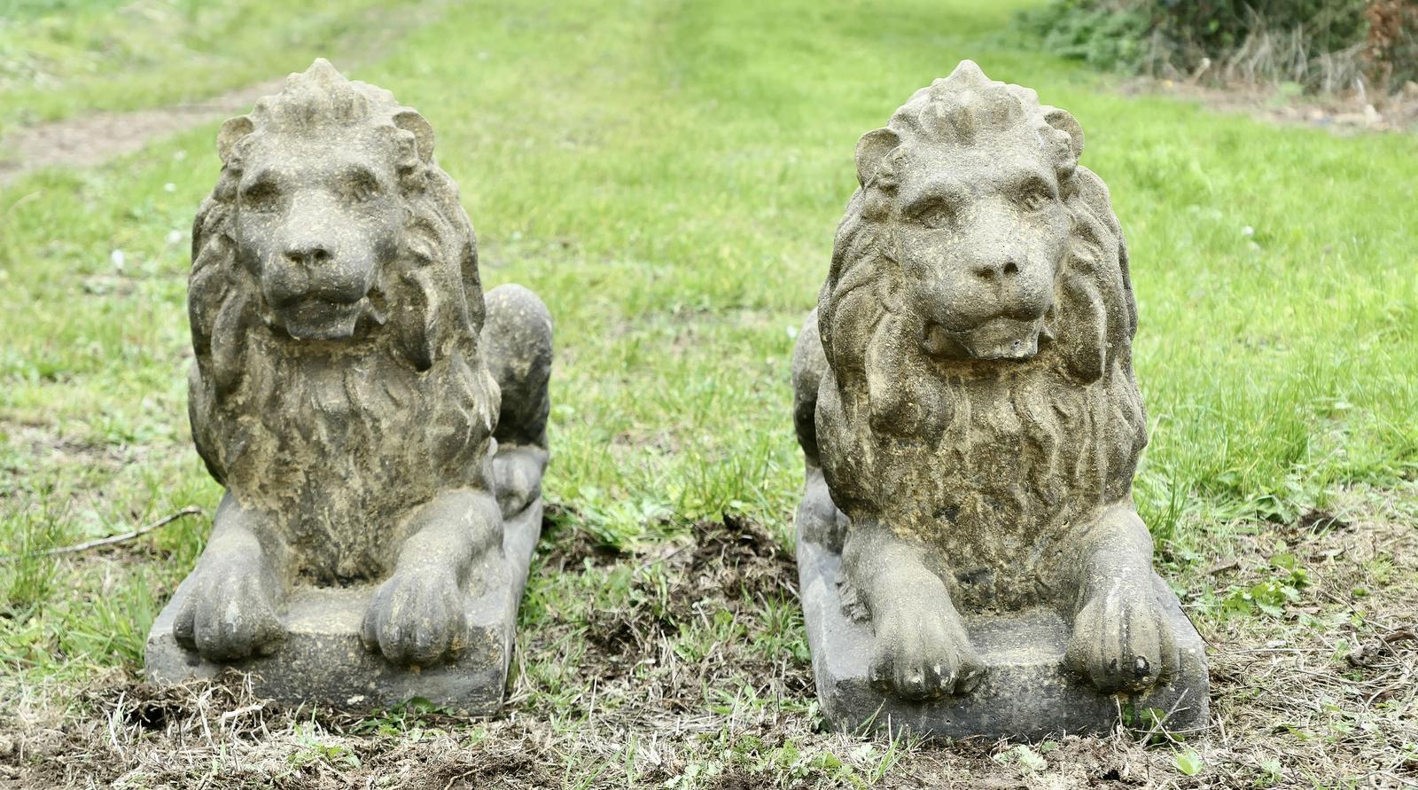 Pair of Weathered Guardian Lions (1 of 6)