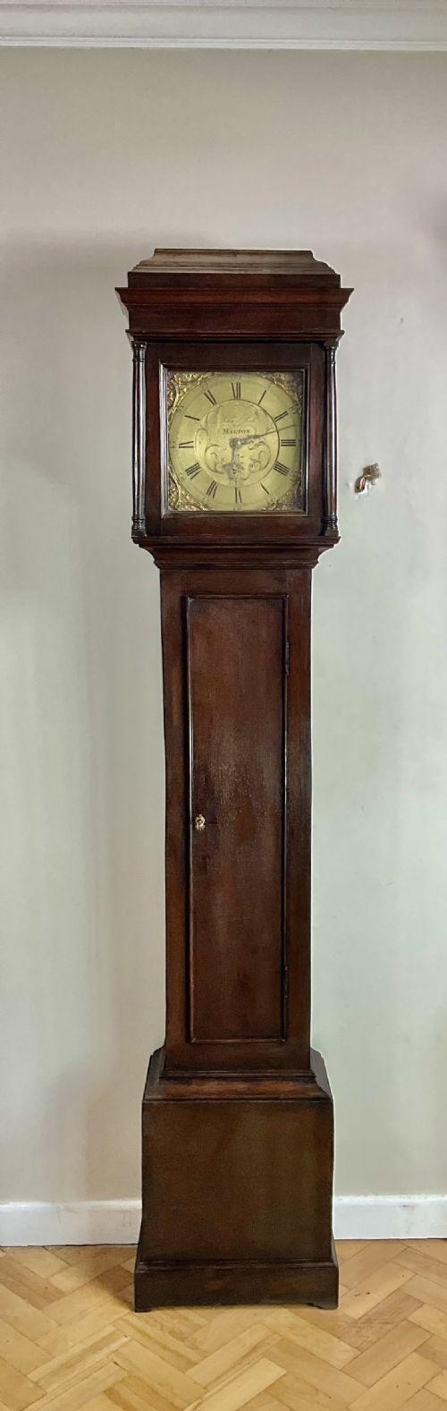 Slim Georgian Oak Grandfather or Longcase Clock 10.25in Dial (1 of 10)
