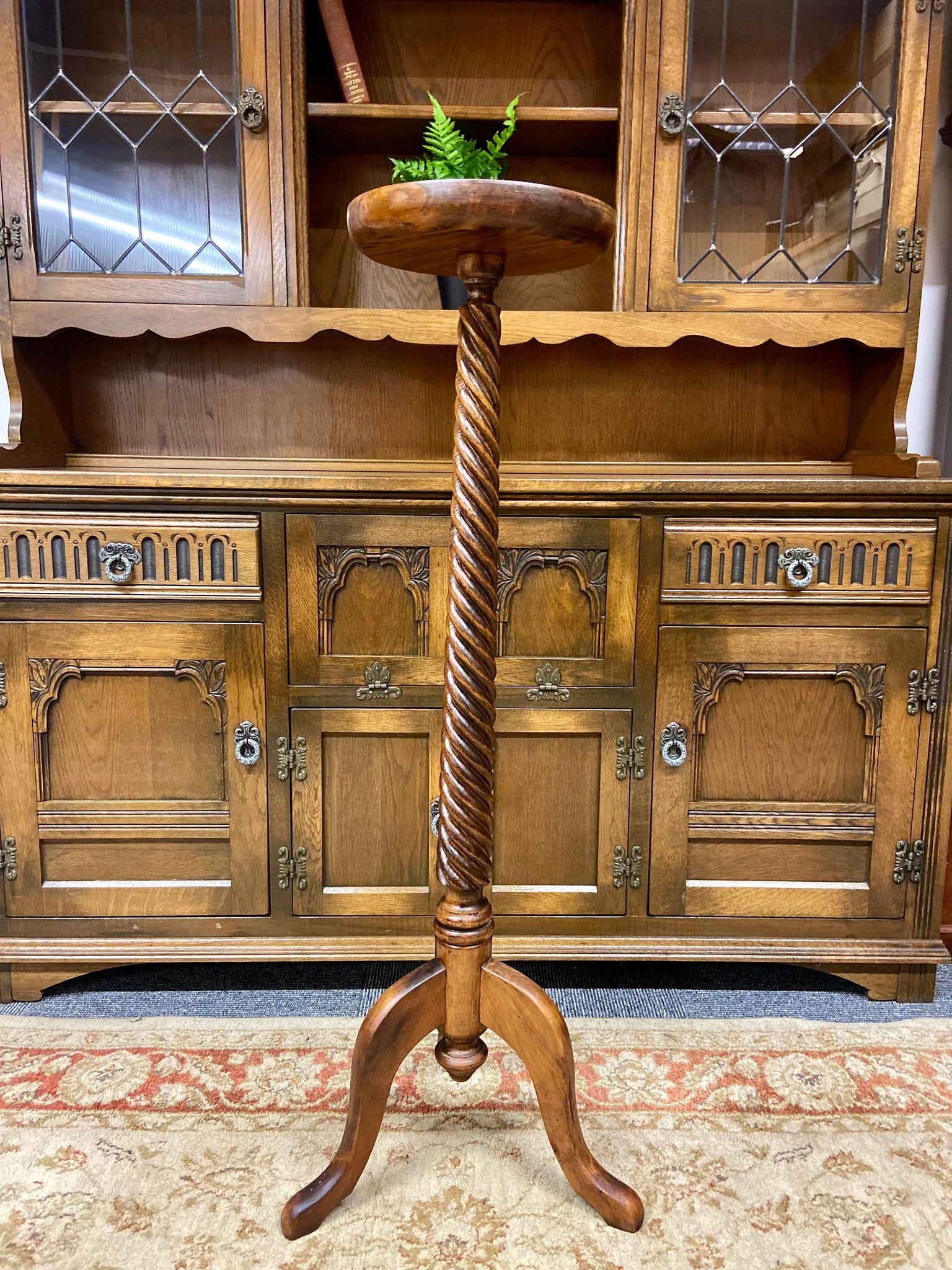 Vintage Large Turned Wood Column Plant Holder / / Solid Wood Column / Barley Twist Detail (1 of 10)