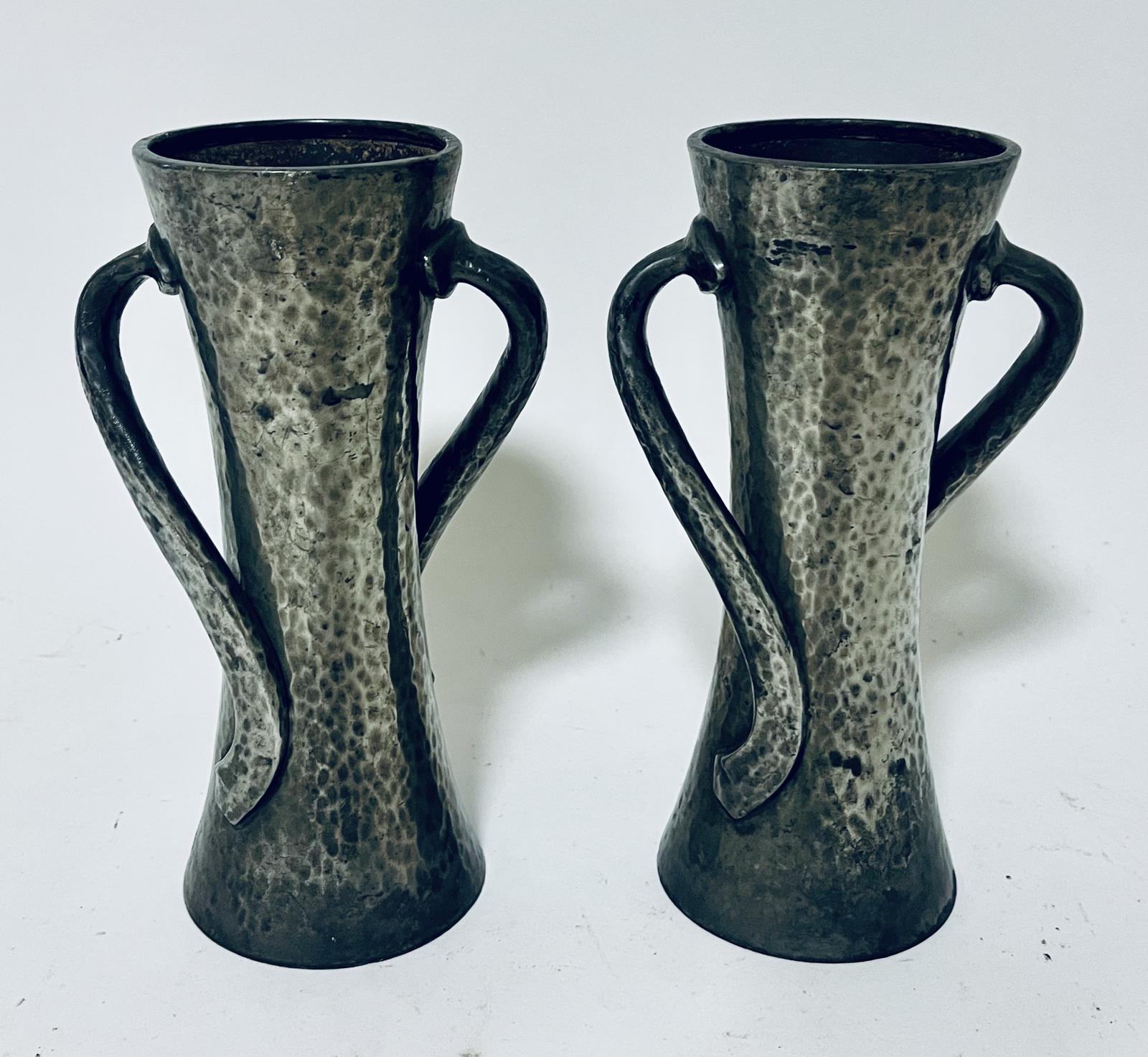 Pair of Liberty & Co Arts and Crafts Pewter Vases (1 of 10)