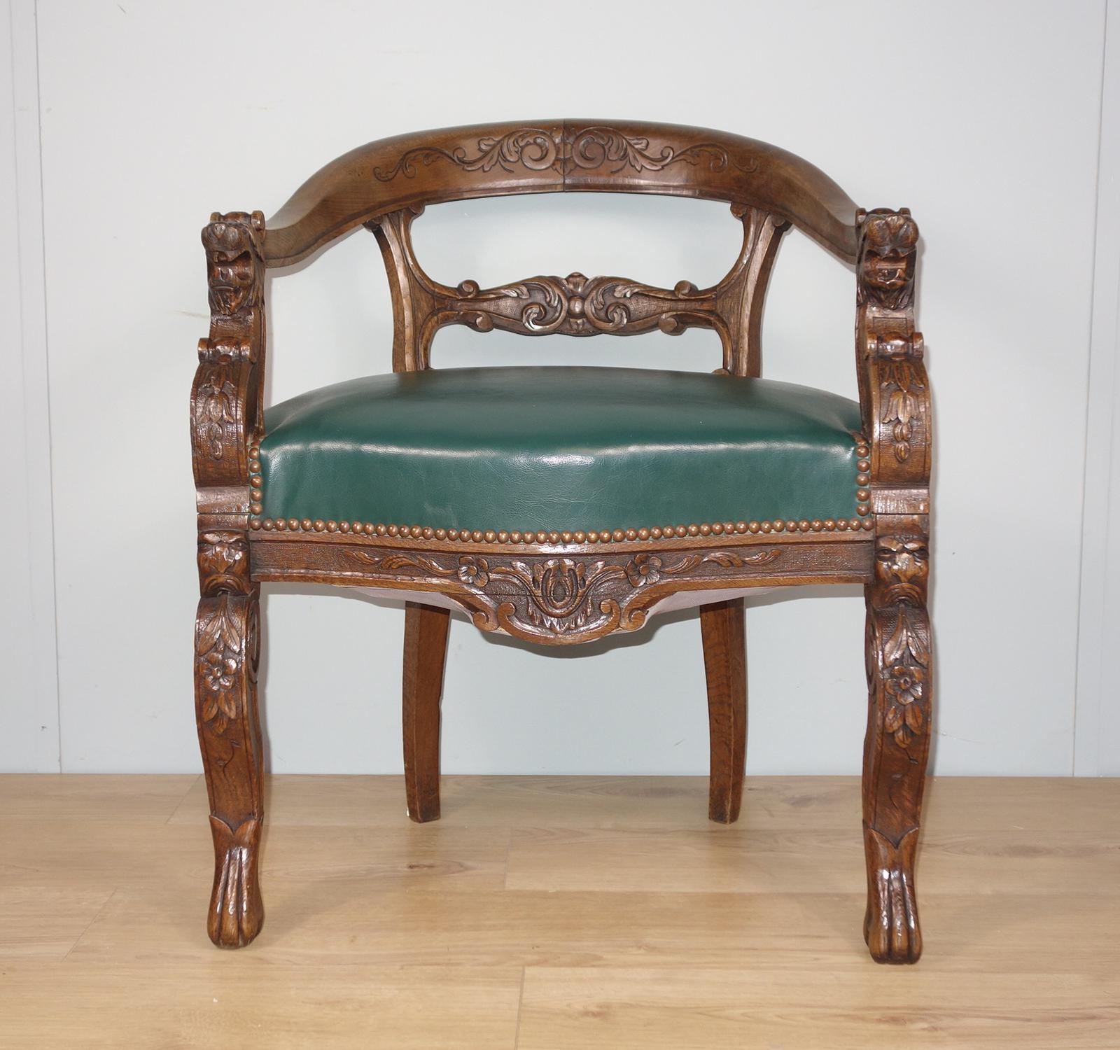 Carved Oak Victorian Desk Chair (1 of 9) Carved Oak Victorian Desk Chair (1 of 9)