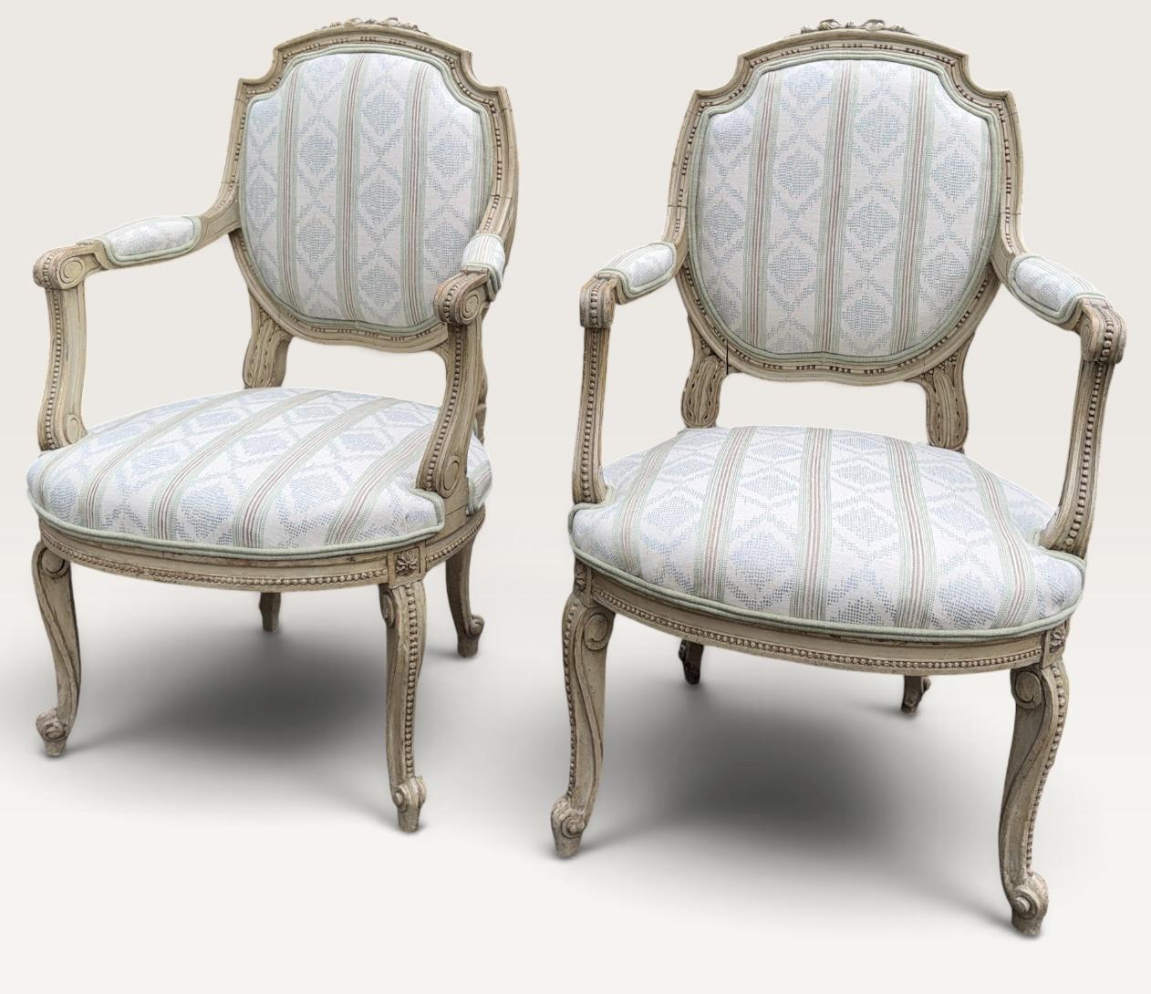 Pair of French Armchairs in Original Paint (1 of 9) Pair of French Armchairs in Original Paint (1 of 9)