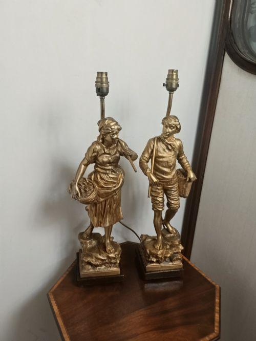 E Rousseau Pair of Gilt Figural Table Lamps (1 of 15) E Rousseau Pair of Gilt Figural Table Lamps (1 of 15)