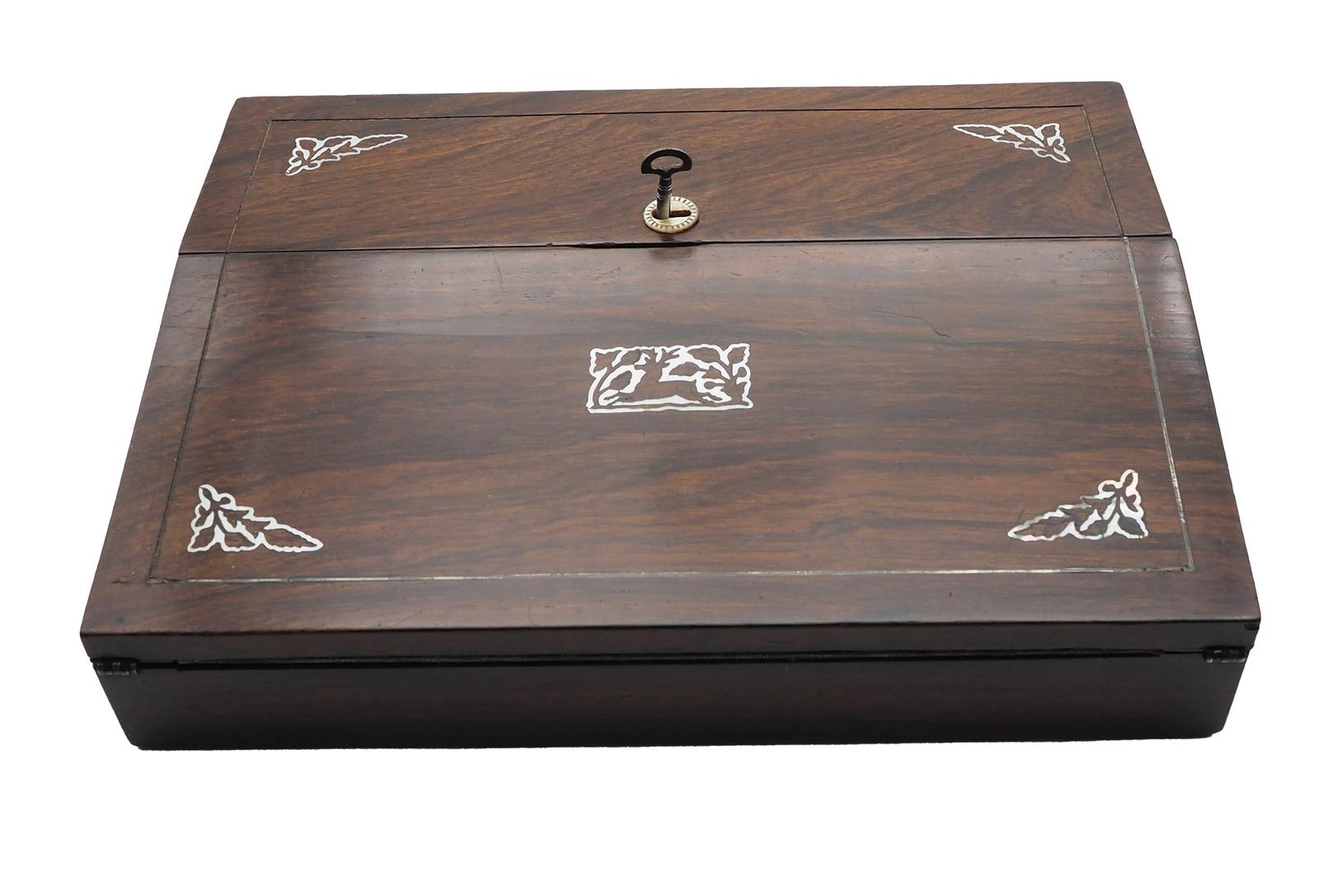 Victorian Inlaid Rosewood Ladies Writing Desk (1 of 9)