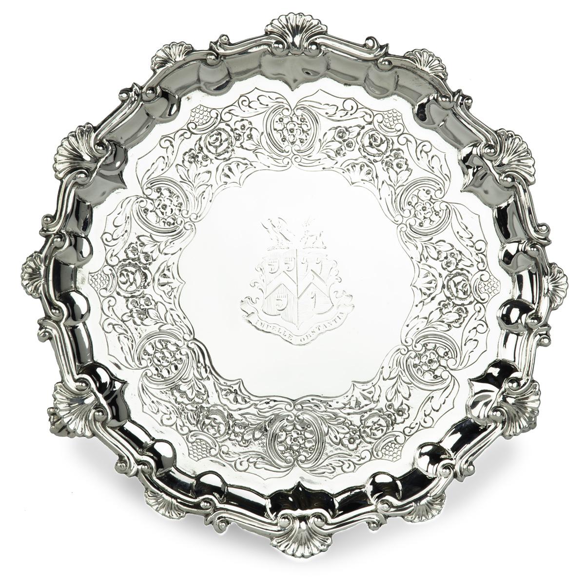 George IV Crested Silver Tray Commemorating the Marriage of Lieutenant Colonel Thomas Arthur, 3rd Dragoon Guards (1 of 4)