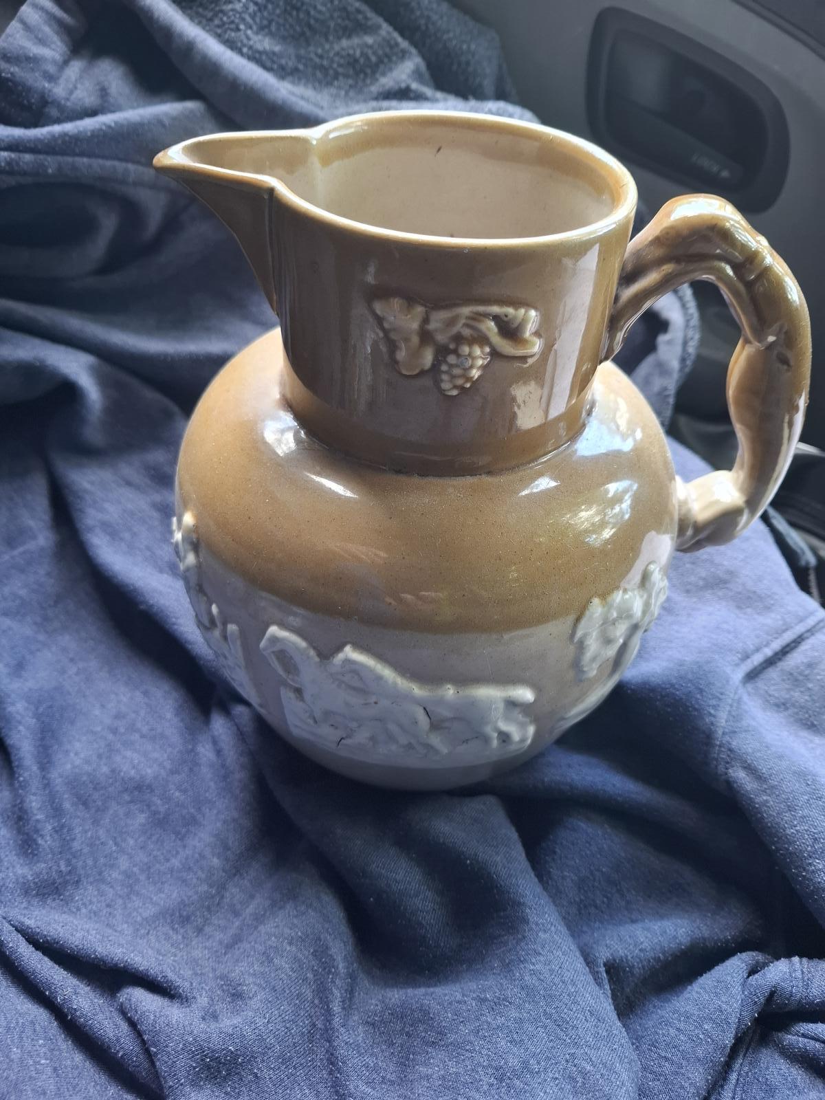 Late 19th Century Bourne Denby Style Harvest Jug - Greyhound Handle - c.1890 (1 of 8)
