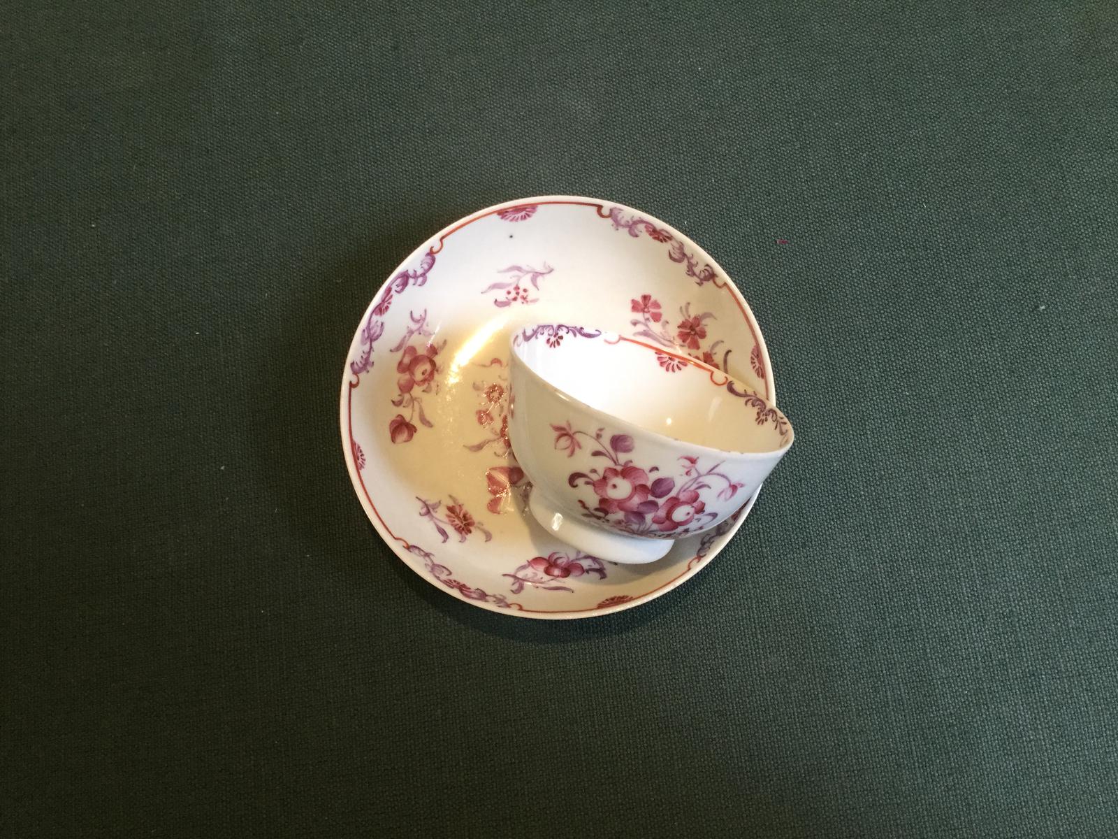 New Hall Hard Paste Tea Bowl & Saucer (1 of 2)