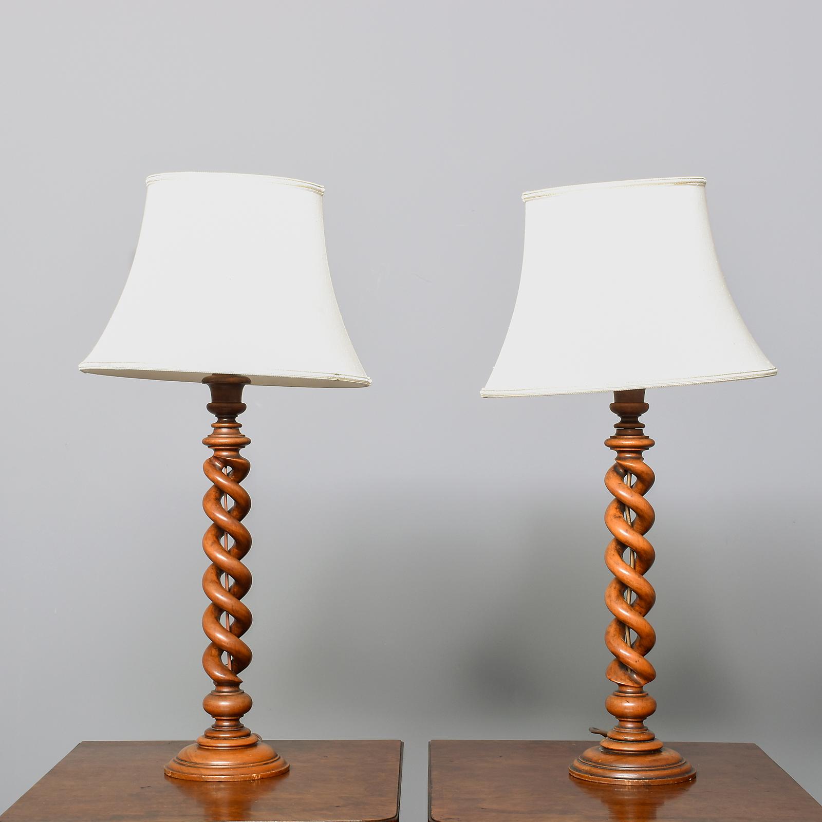 Large Pair of Mahogany Barley Sugar Table Lamps (1 of 7)