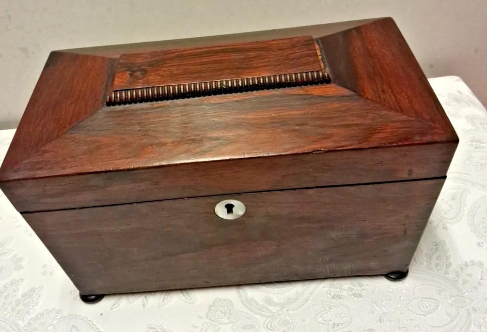 Antique Rosewood Tea Caddy with Art Deco Design (1 of 7) Antique Rosewood Tea Caddy with Art Deco Design (1 of 7)
