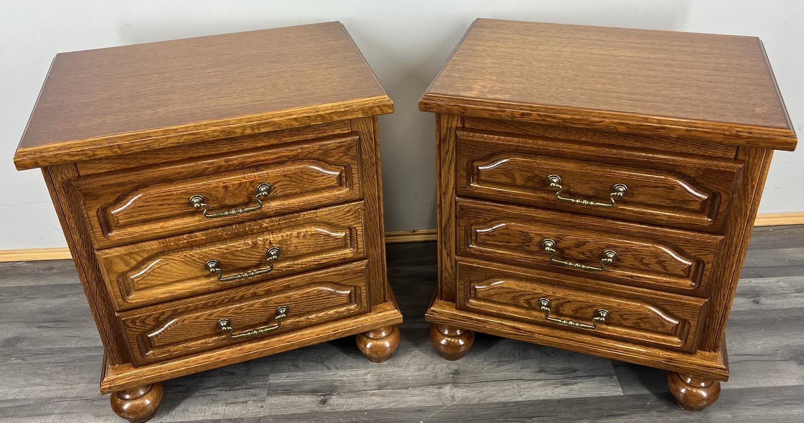 Pair of Bedside Tables Vintage French Nightstands Cabinets 3 Drawers (1 of 11)